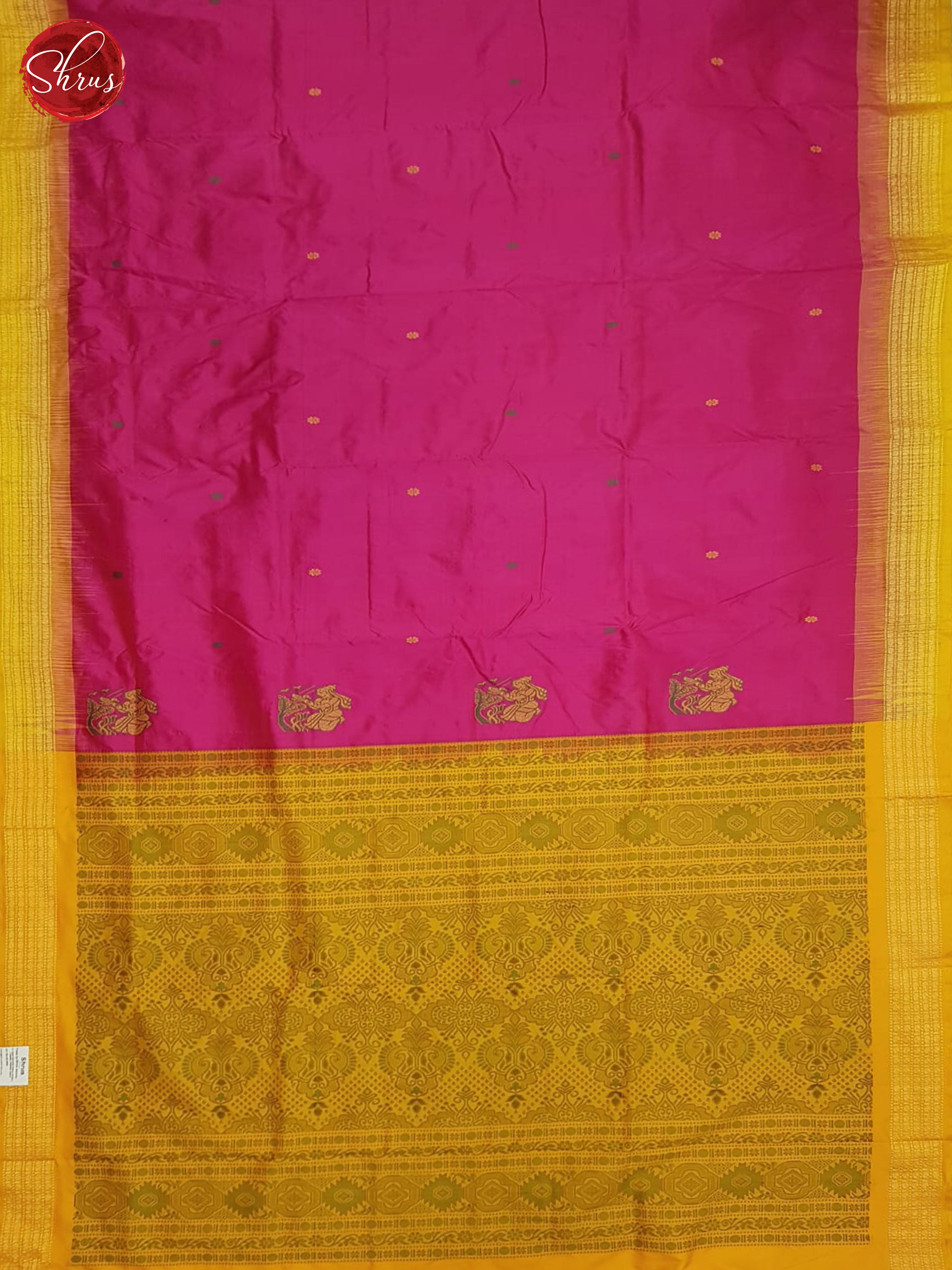 Pink And Yellow-Odisha Sambalpuri Silk saree - Shop on ShrusEternity.com