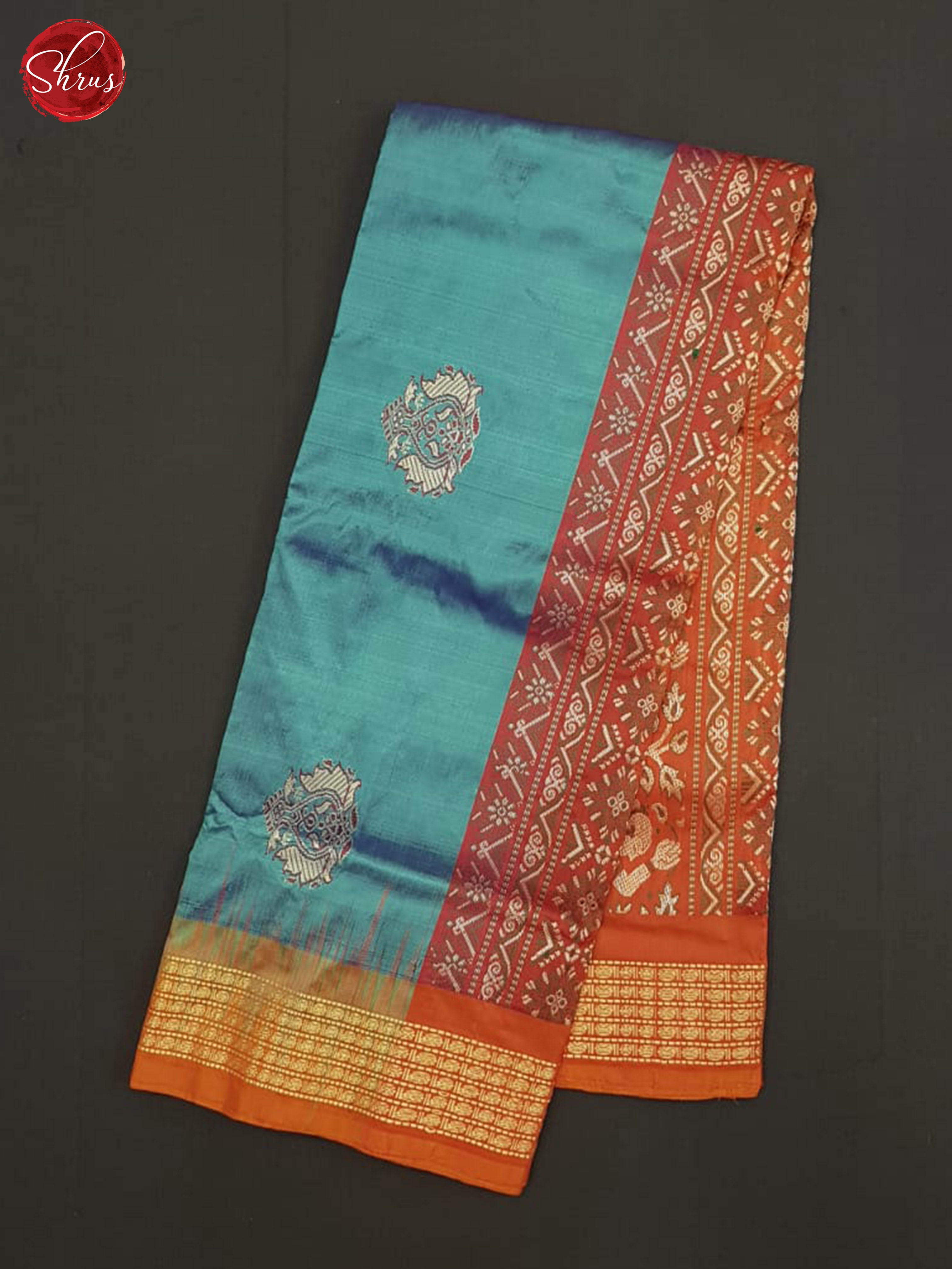 Blue And Orange-Odisha Sambalpuri Silk Saree - Shop on ShrusEternity.com