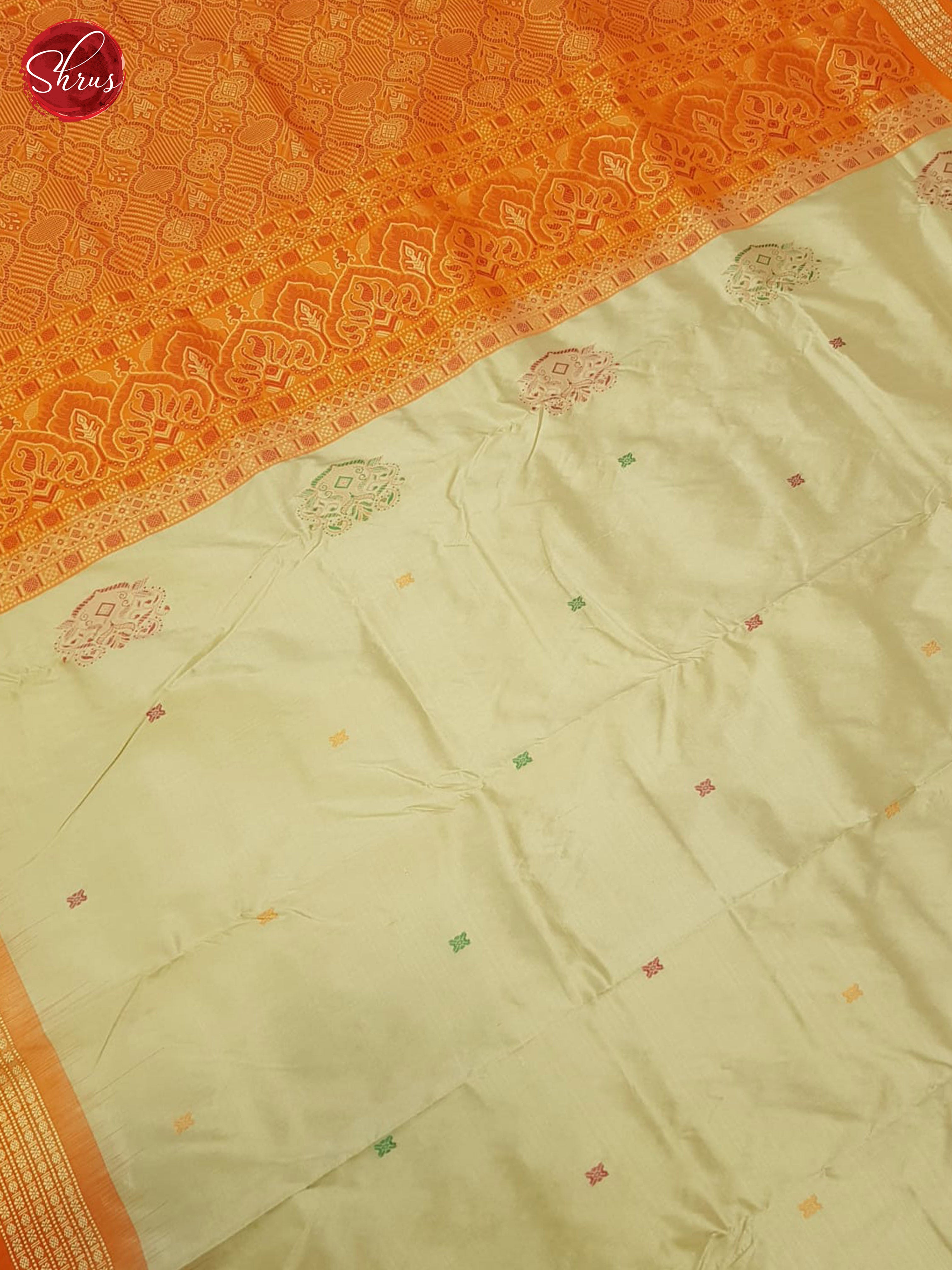Double Shaded Beige Grey And Orange-Odisha sambalpuri Silk saree - Shop on ShrusEternity.com