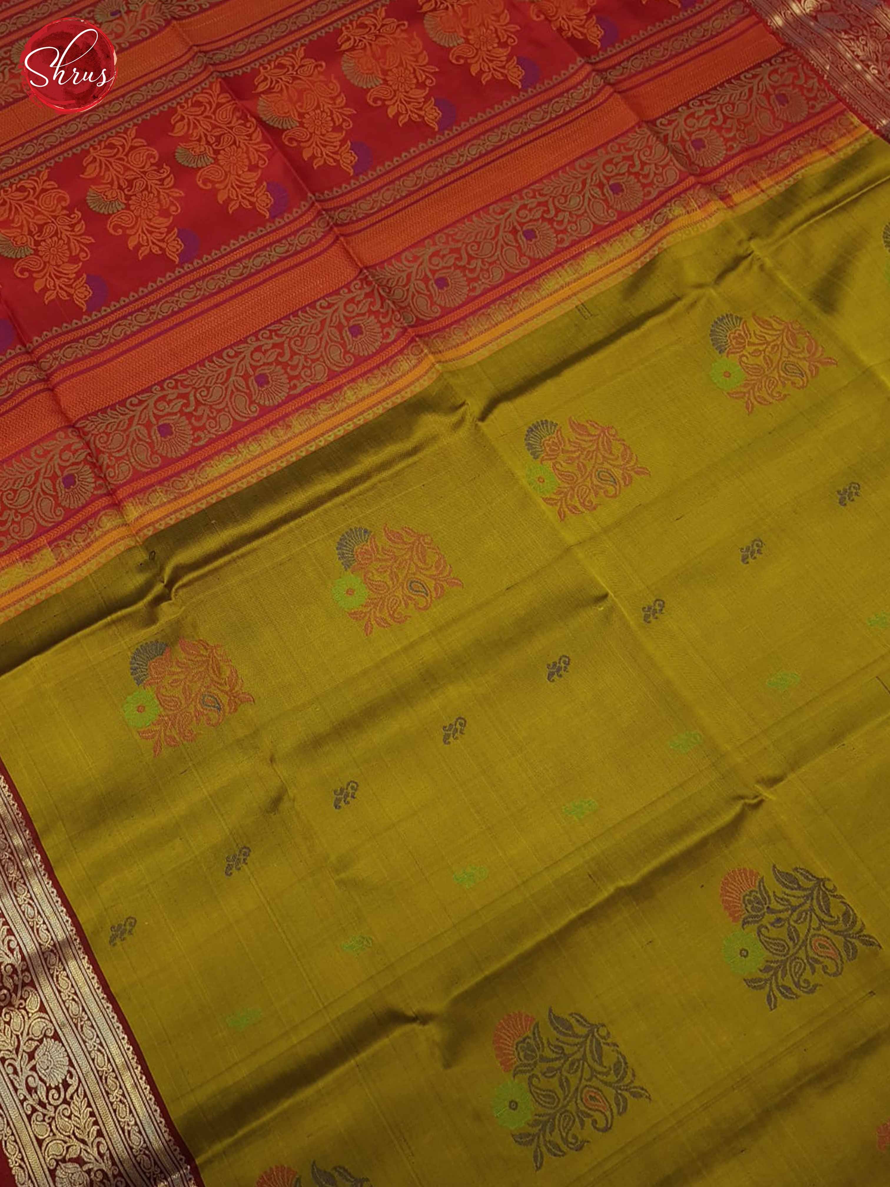 Green and Red- Soft Silk Saree - Shop on ShrusEternity.com