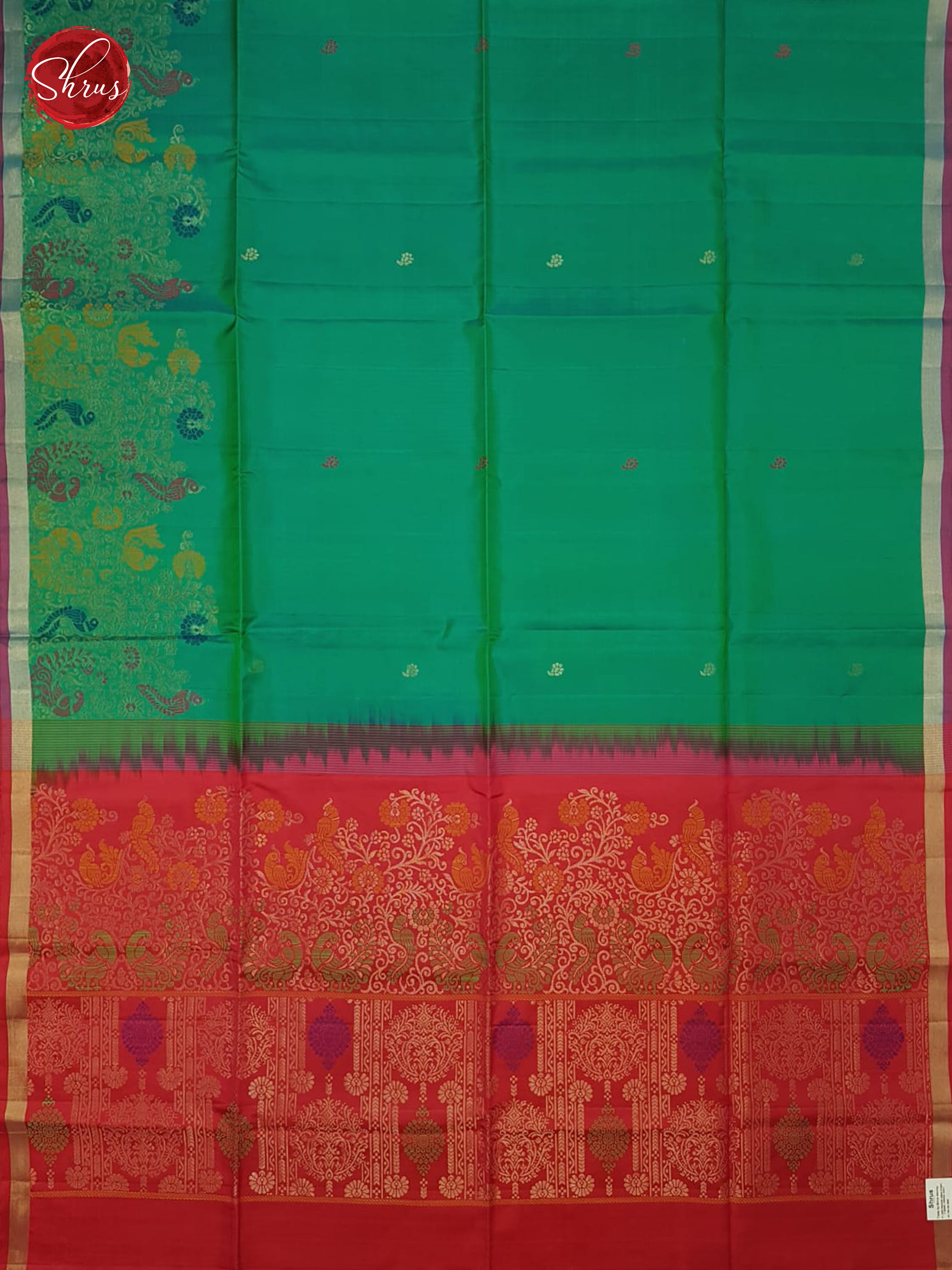Green And Red-Soft silk saree - Shop on ShrusEternity.com