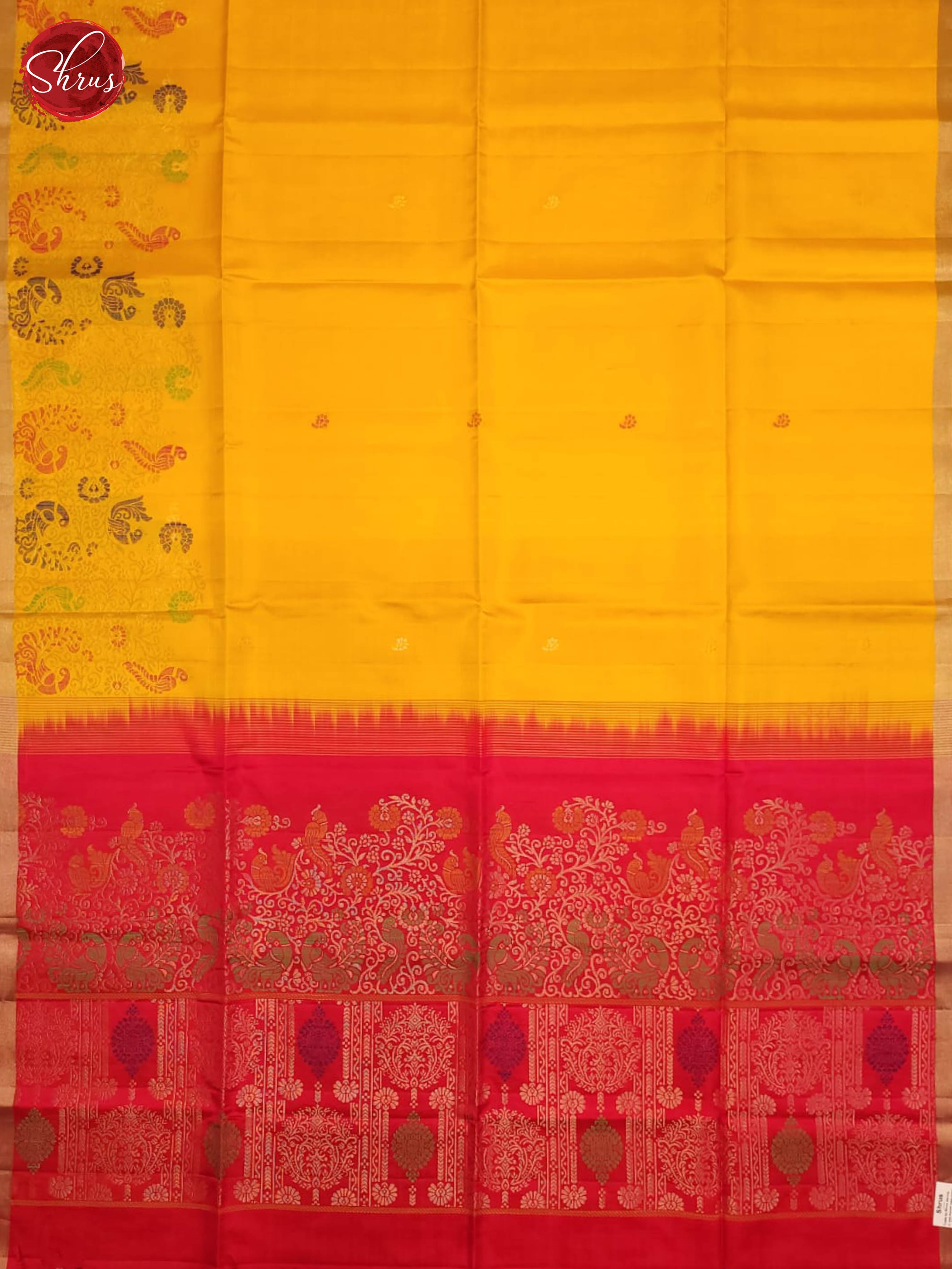 Yellow and Red- Soft Silk saree - Shop on ShrusEternity.com