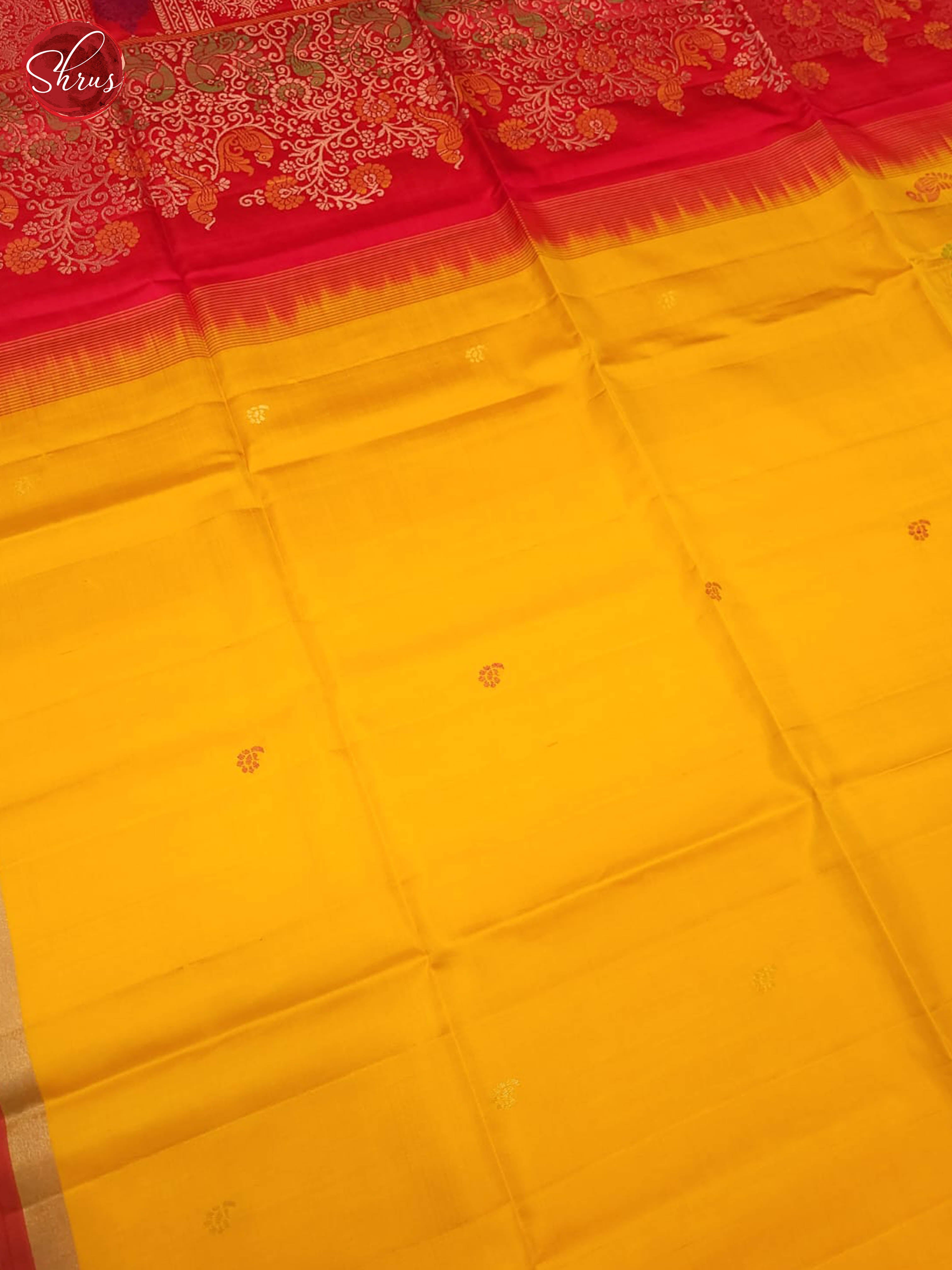 Yellow and Red- Soft Silk saree - Shop on ShrusEternity.com