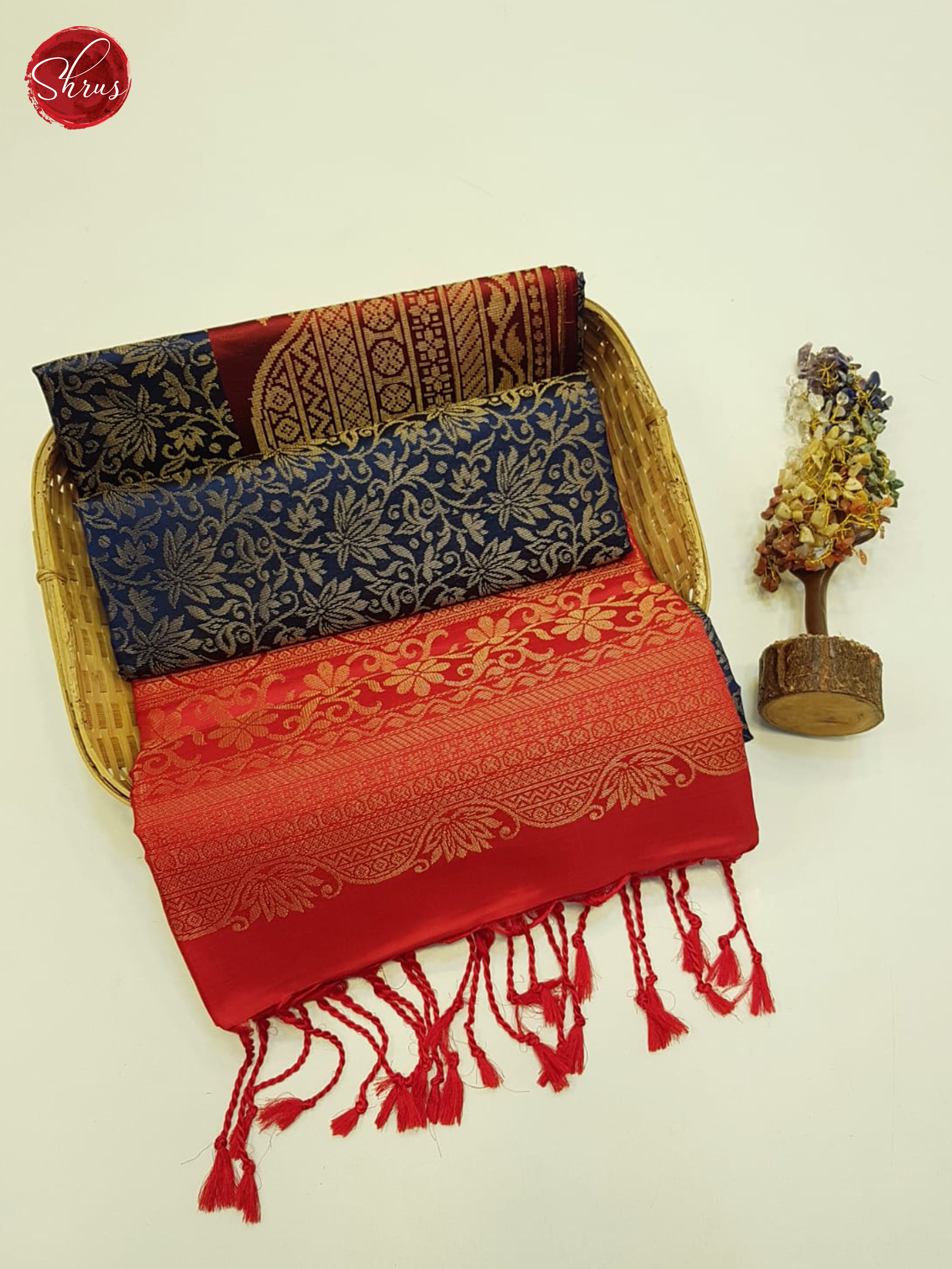 Blue And Red-Soft Silk Saree - Shop on ShrusEternity.com