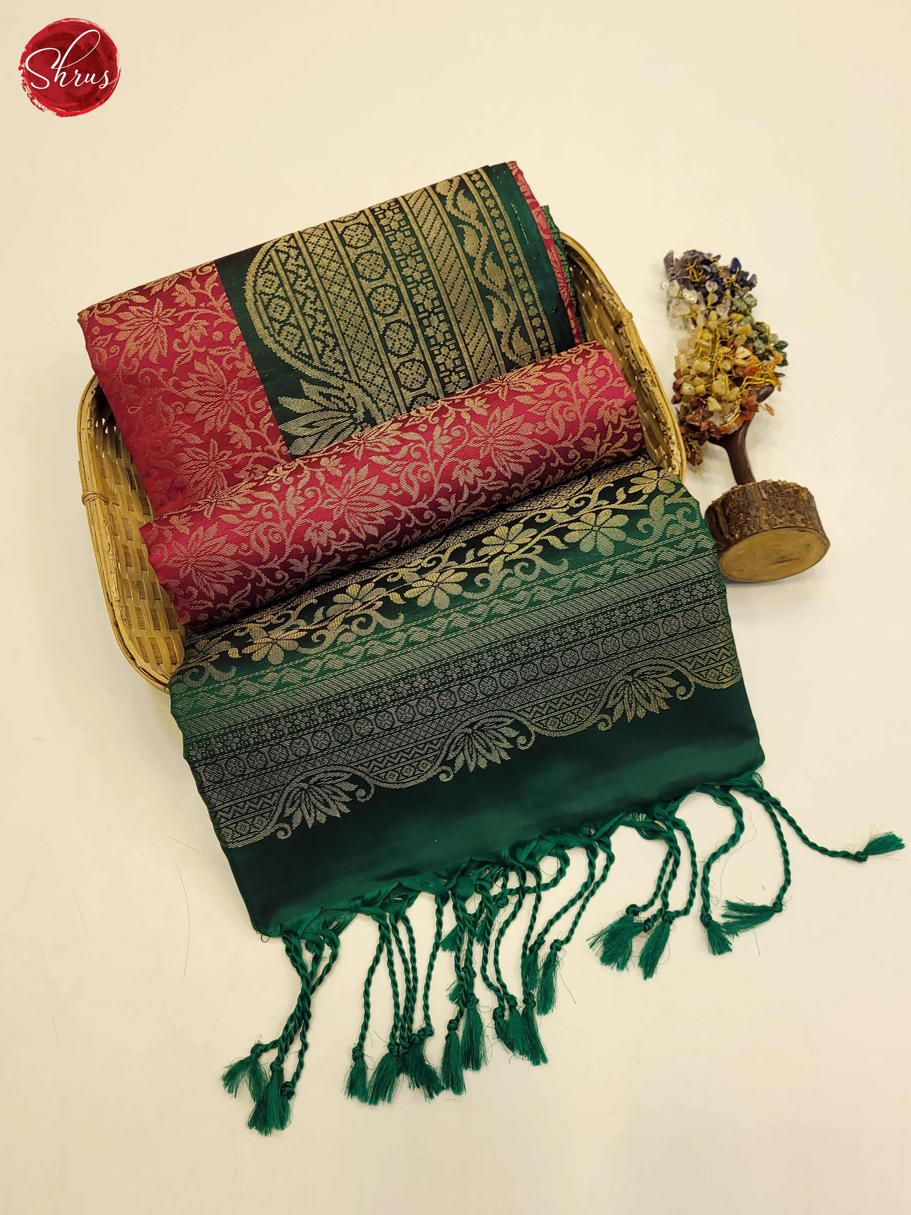 pink and Green-Soft silk Saree - Shop on ShrusEternity.com