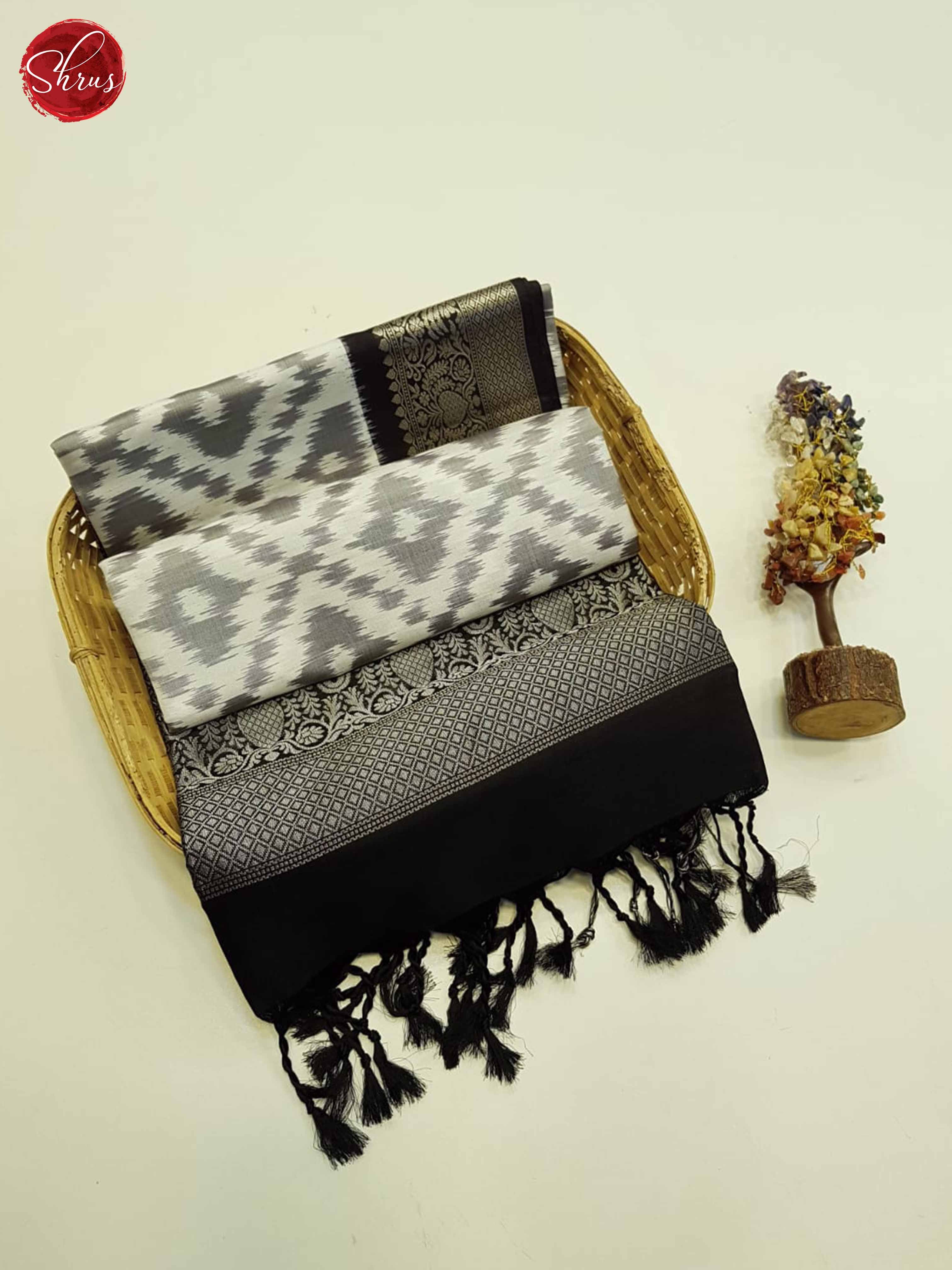 Cream and black - Soft Silk Saree - Shop on ShrusEternity.com