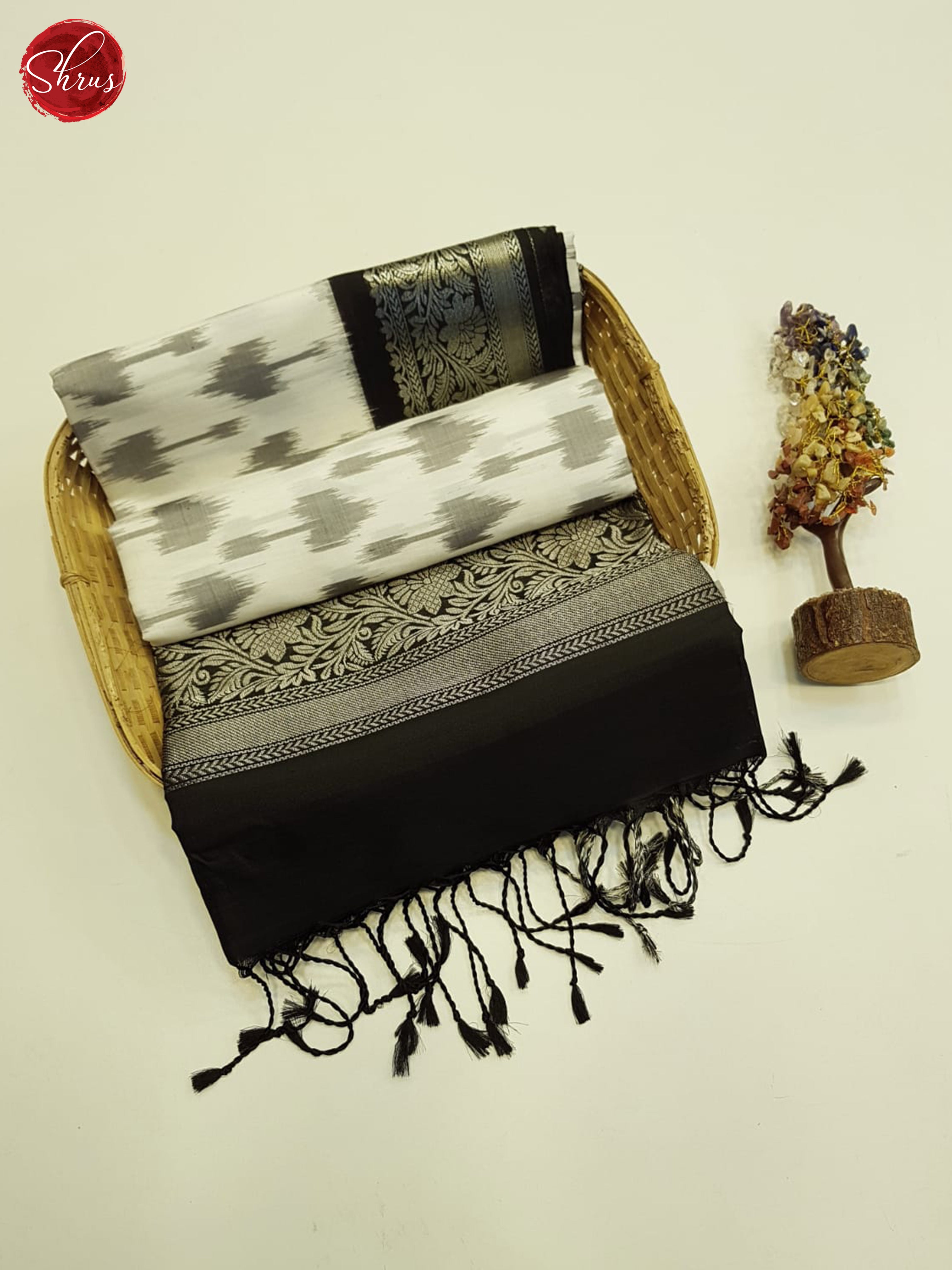 White And Black-Soft Silk Saree - Shop on ShrusEternity.com