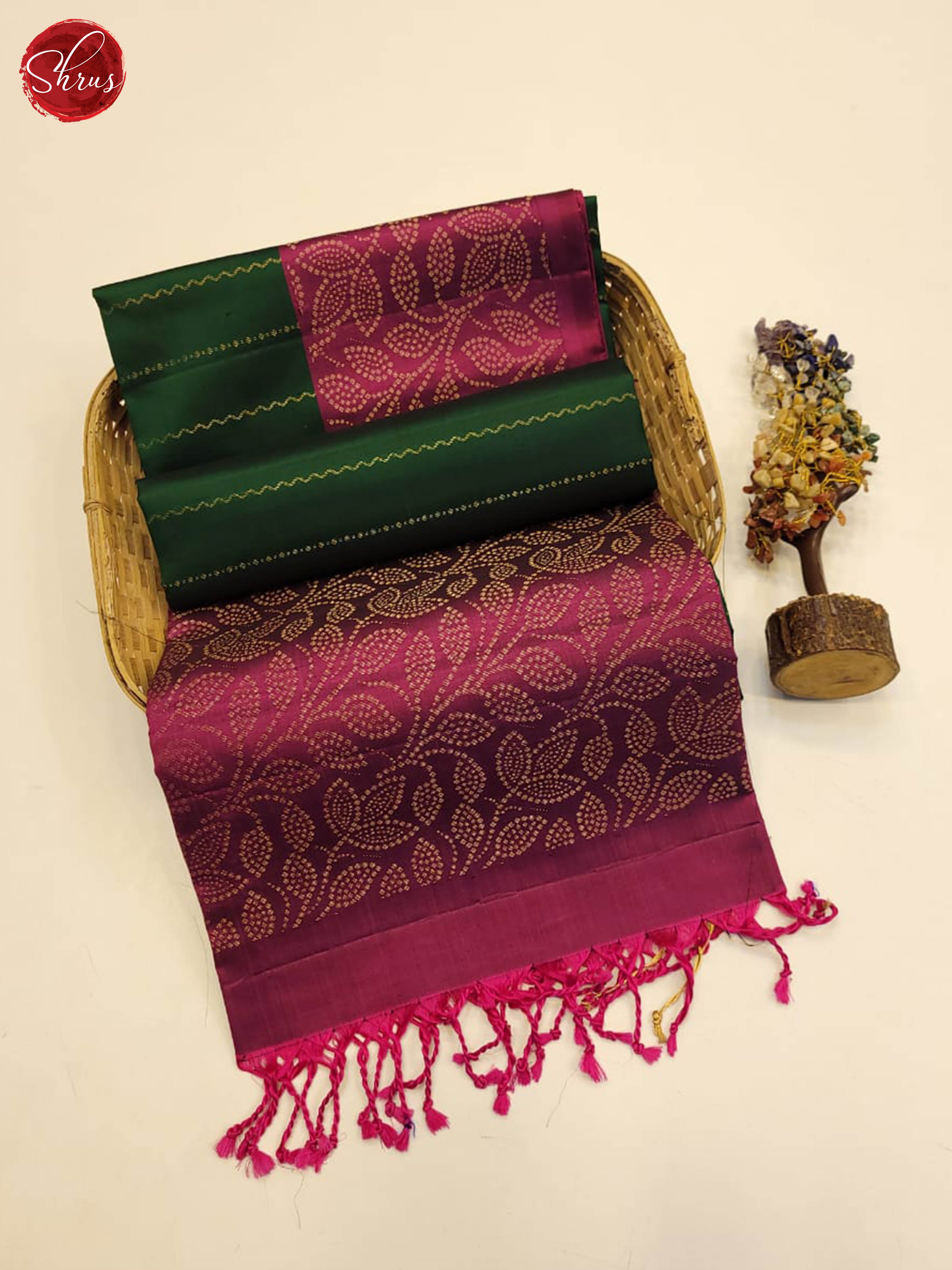 Green and wine-Soft silk saree - Shop on ShrusEternity.com