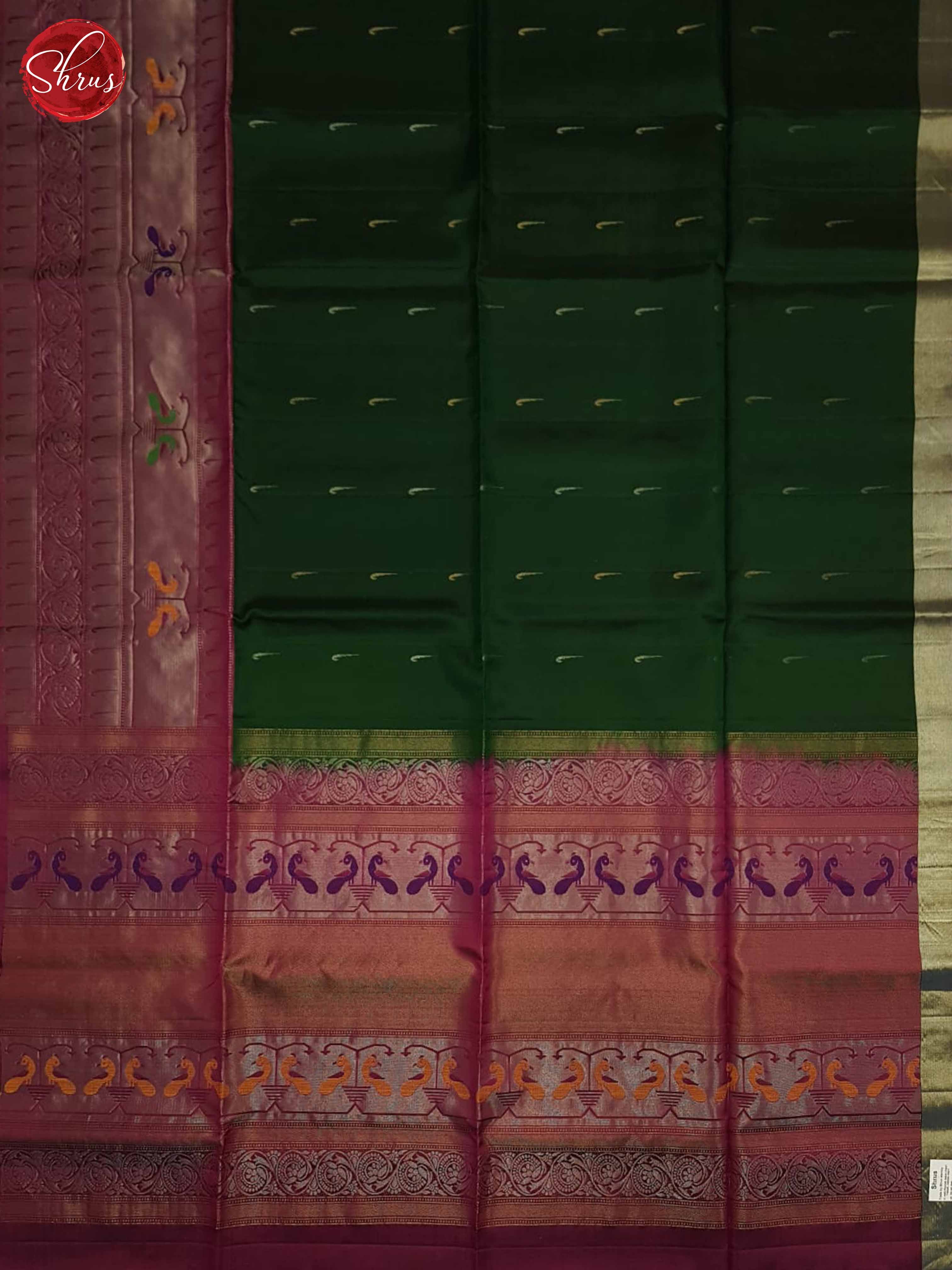 Green and Wine - Softsilk Halfpure Saree - Shop on ShrusEternity.com