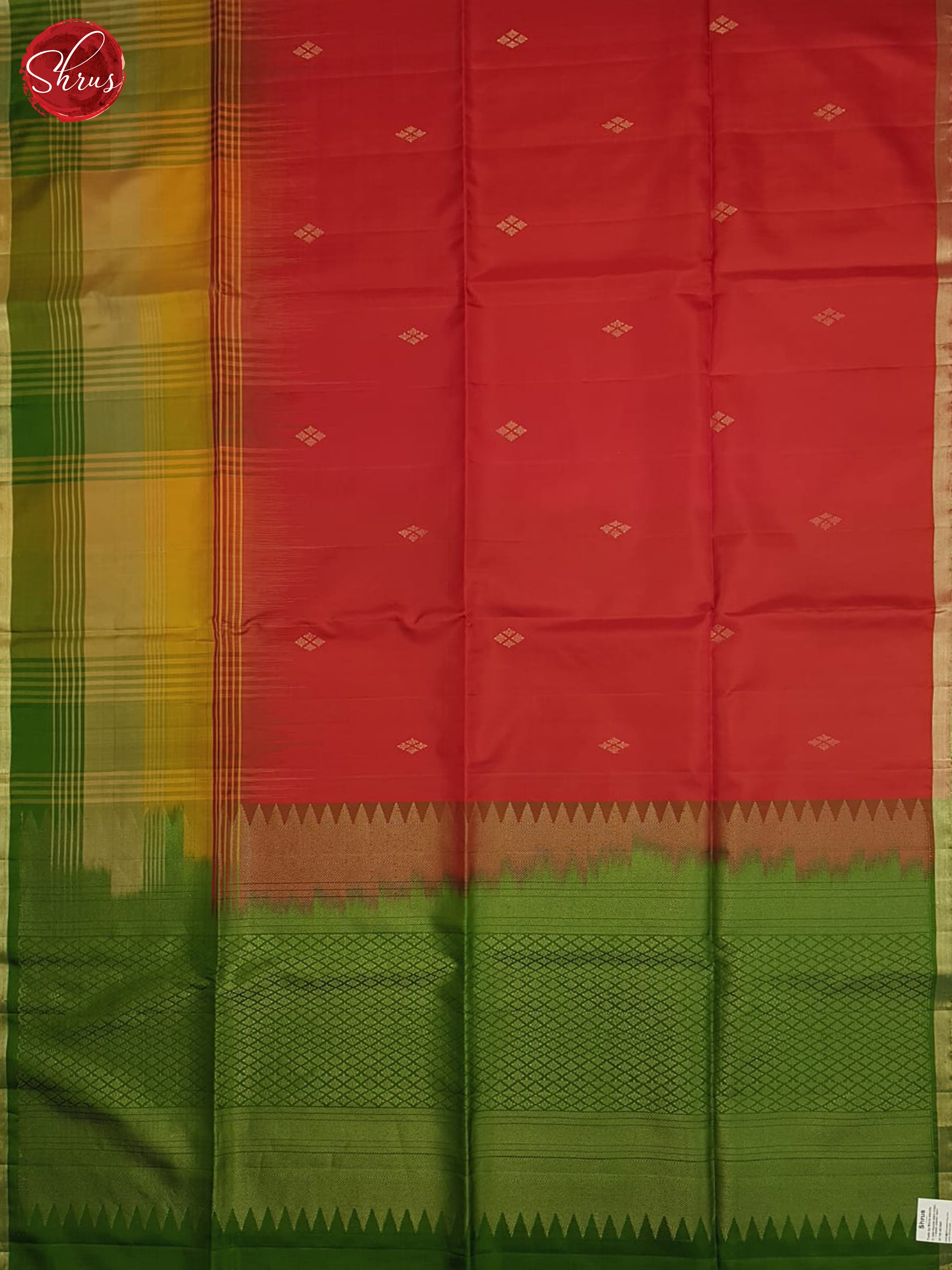 Red And Green-Soft Silk Saree - Shop on ShrusEternity.com