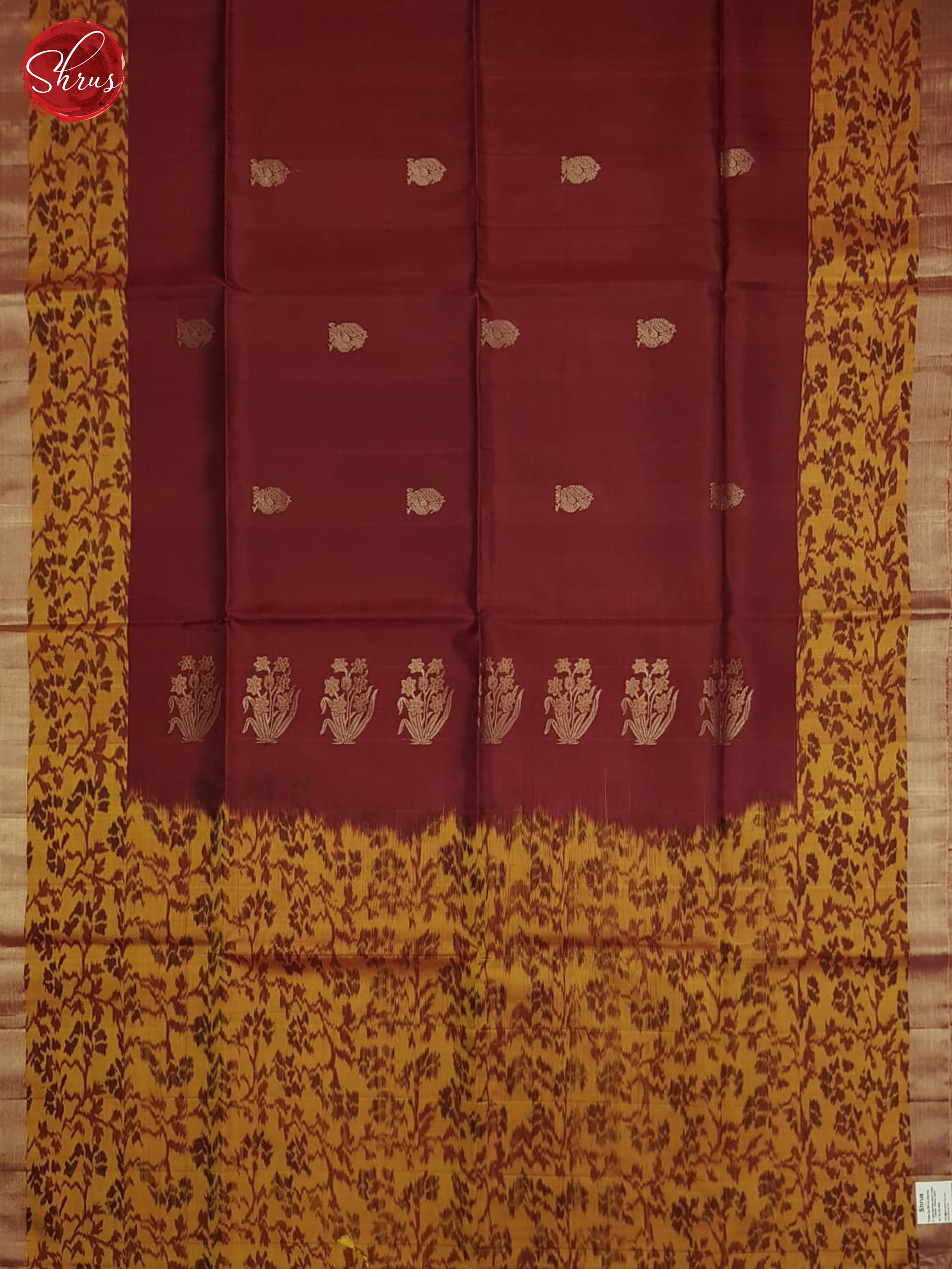 Araku Maroon And Mustard-Soft Silk saree - Shop on ShrusEternity.com