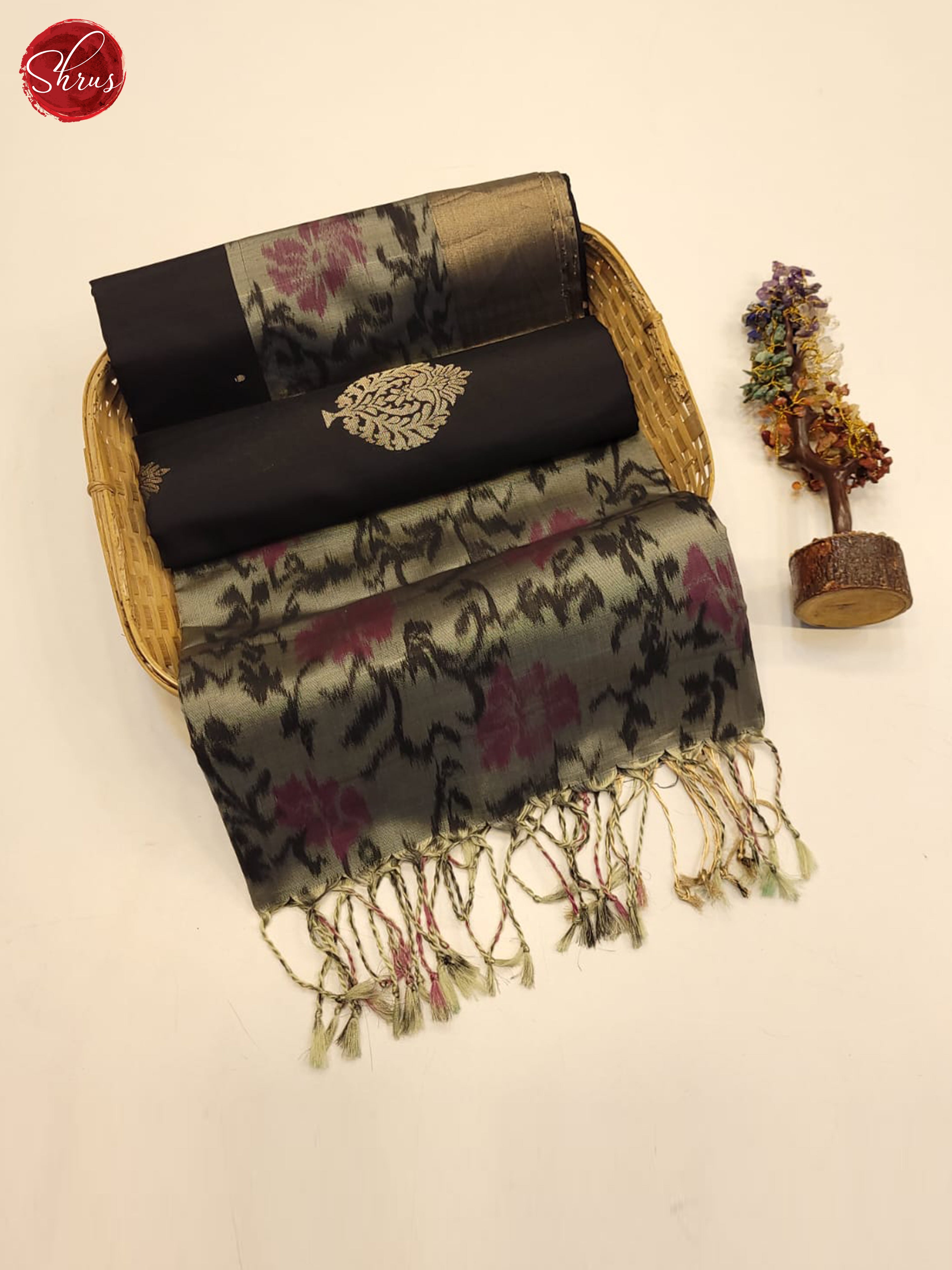 Black and grey- Soft Silk Saree - Shop on ShrusEternity.com