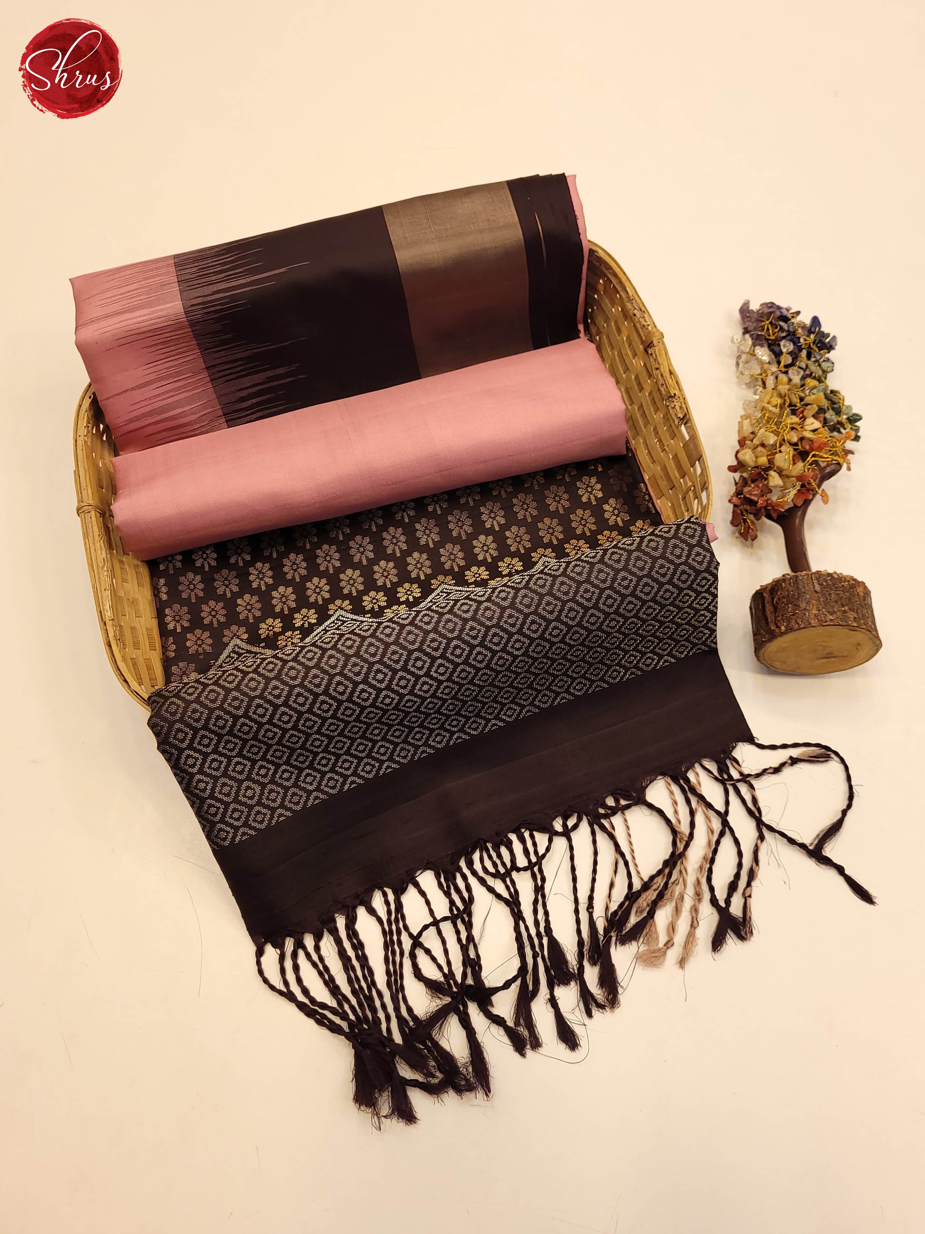 Dusty pink and Brown-Soft silk saree - Shop on ShrusEternity.com