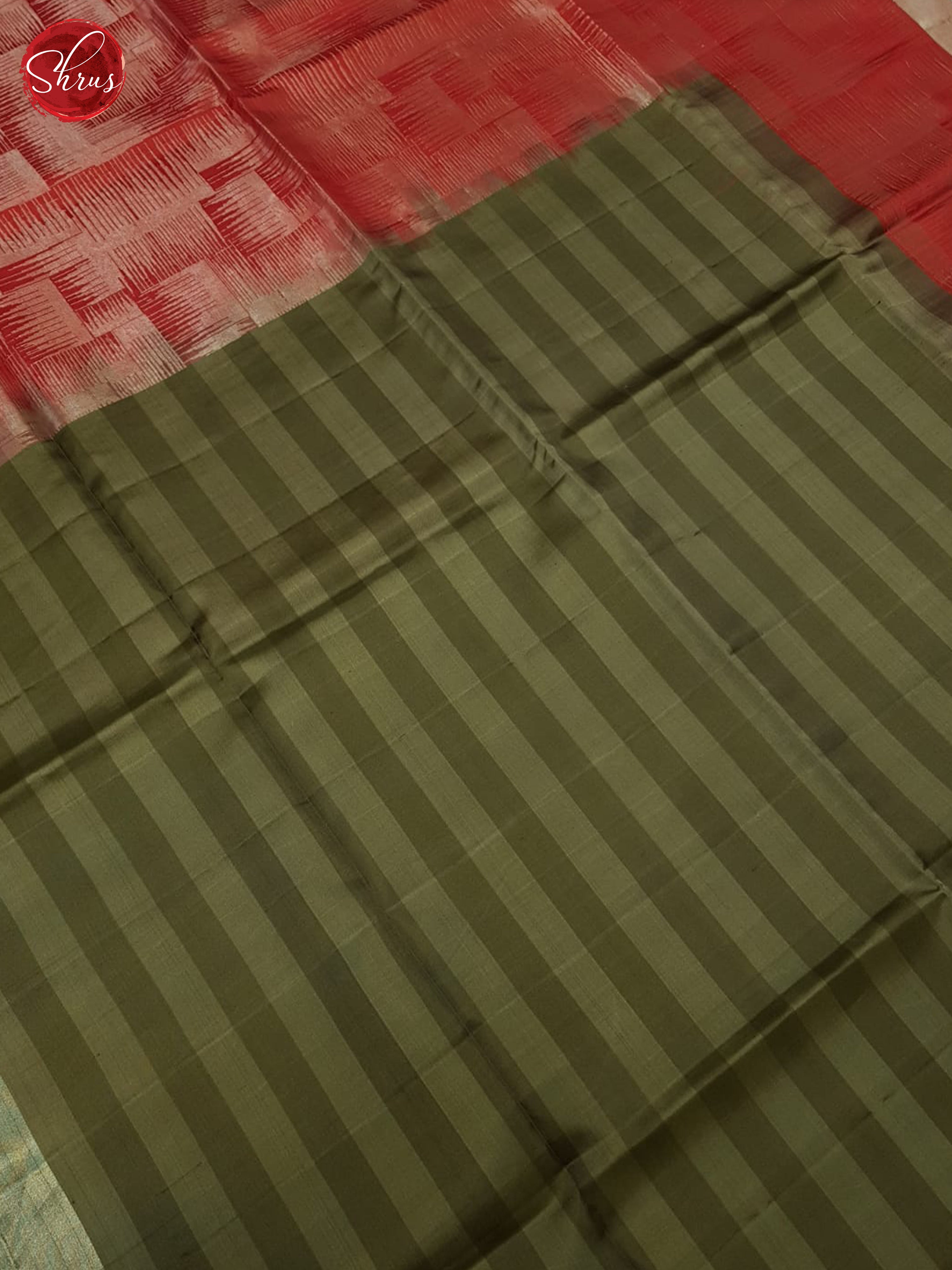 Green and red - Soft Silk Saree-3