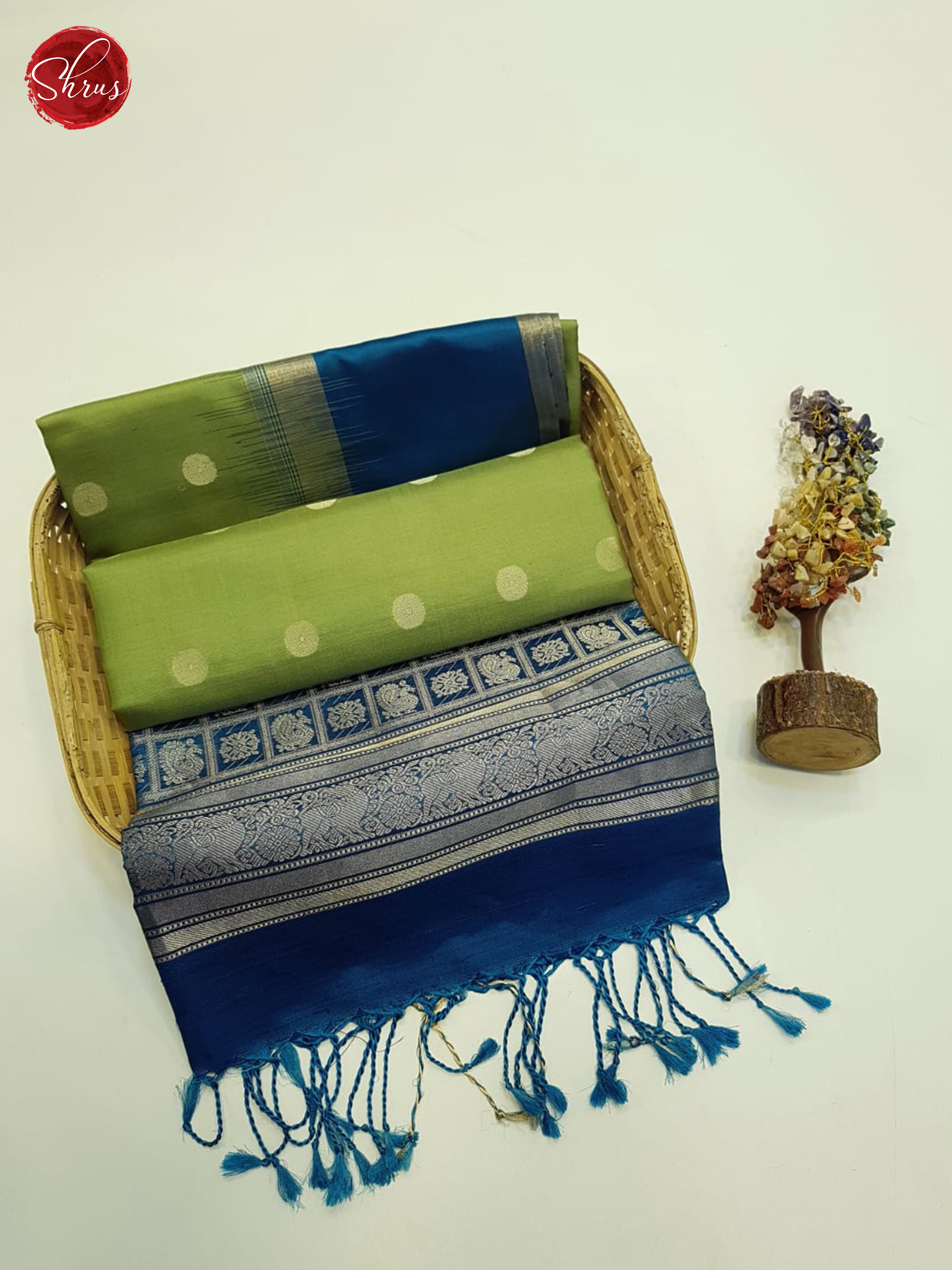 Green And Blue-Soft silk saree - Shop on ShrusEternity.com