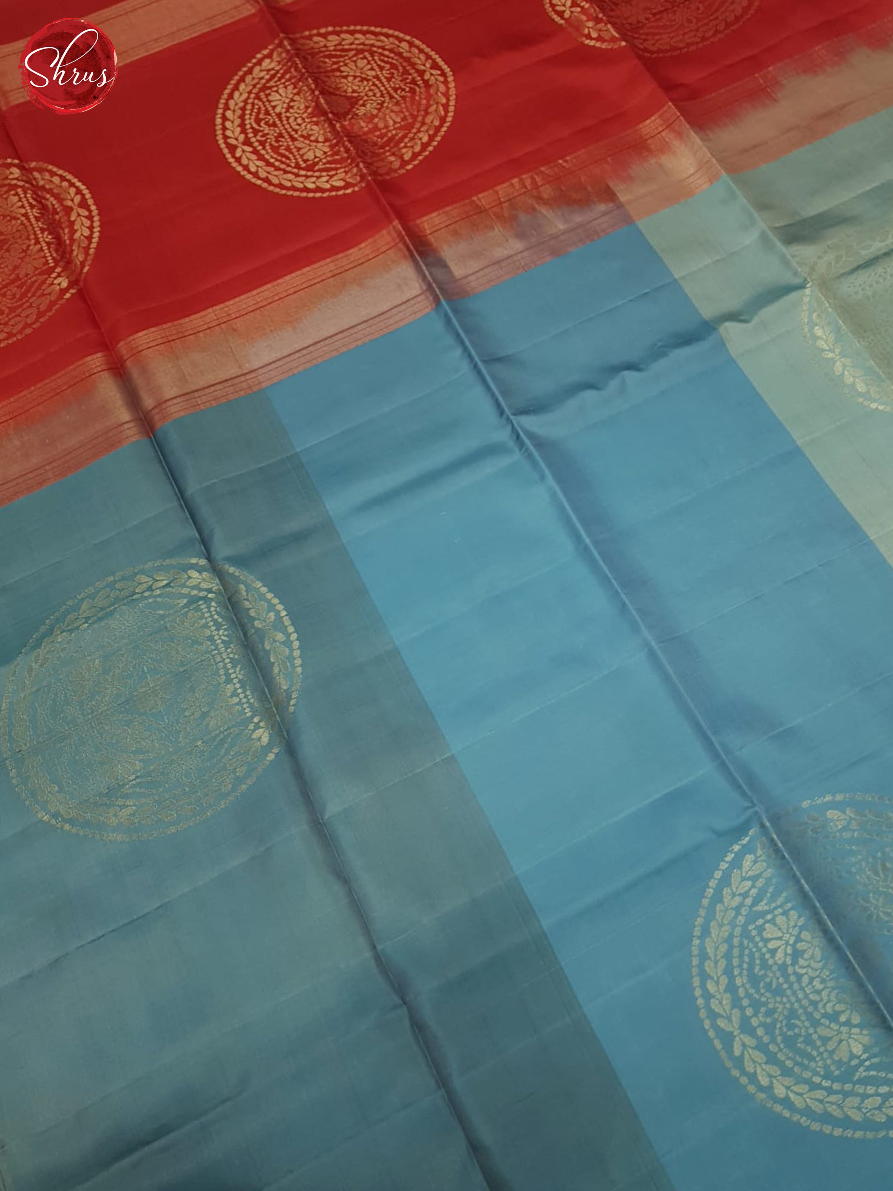 Blue And Red-Soft silk saree - Shop on ShrusEternity.com