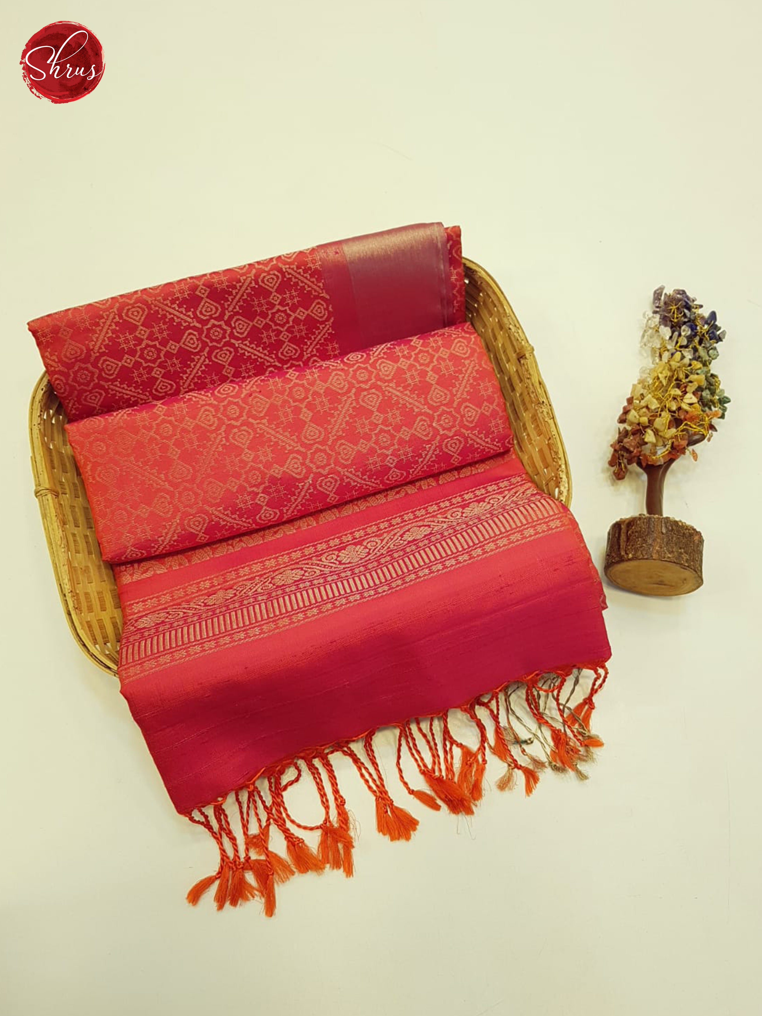 Orangish Pink(single tone)-Soft silk saree - Shop on ShrusEternity.com
