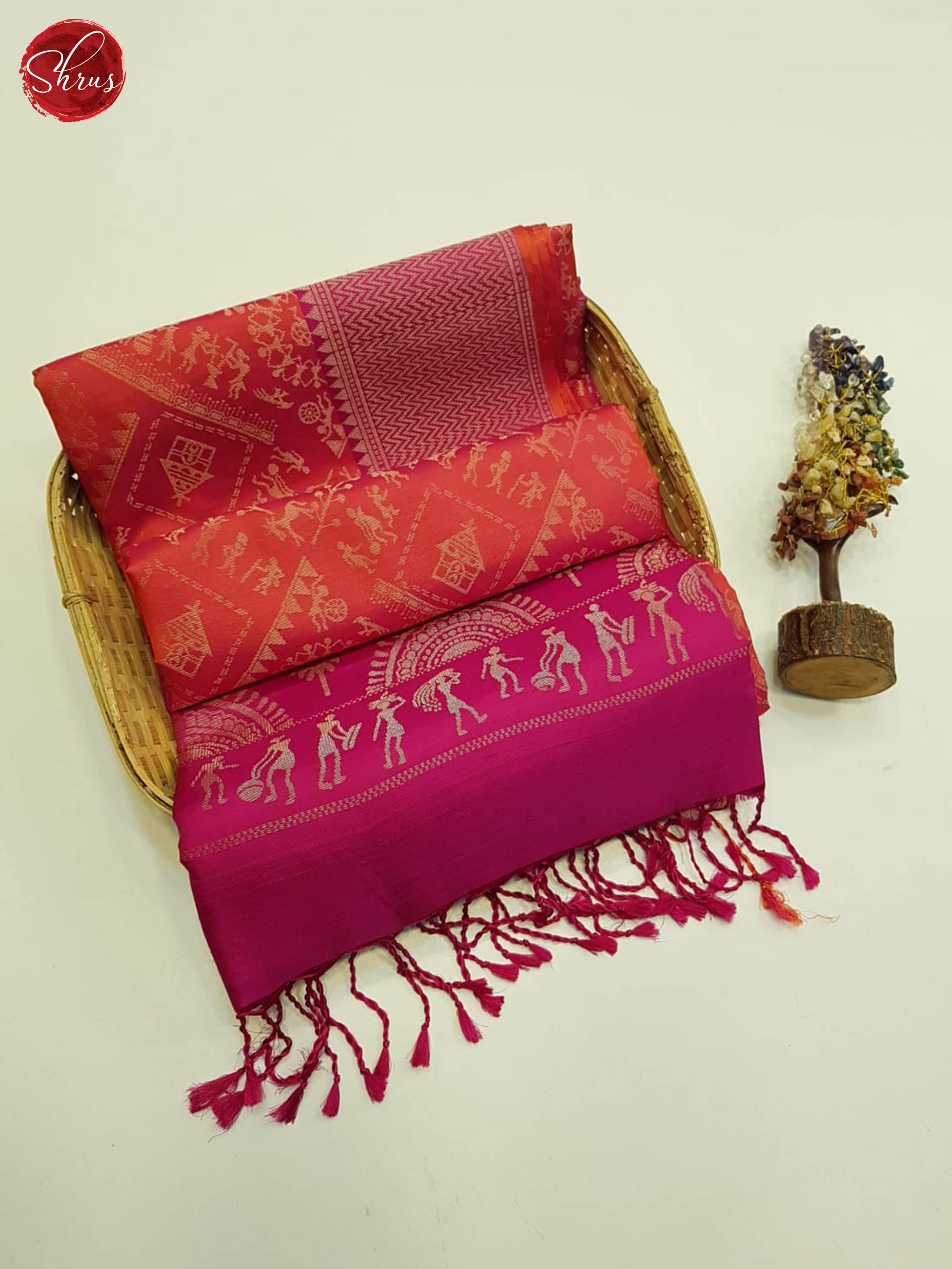 Orange and pink- Soft Silk Saree - Shop on ShrusEternity.com