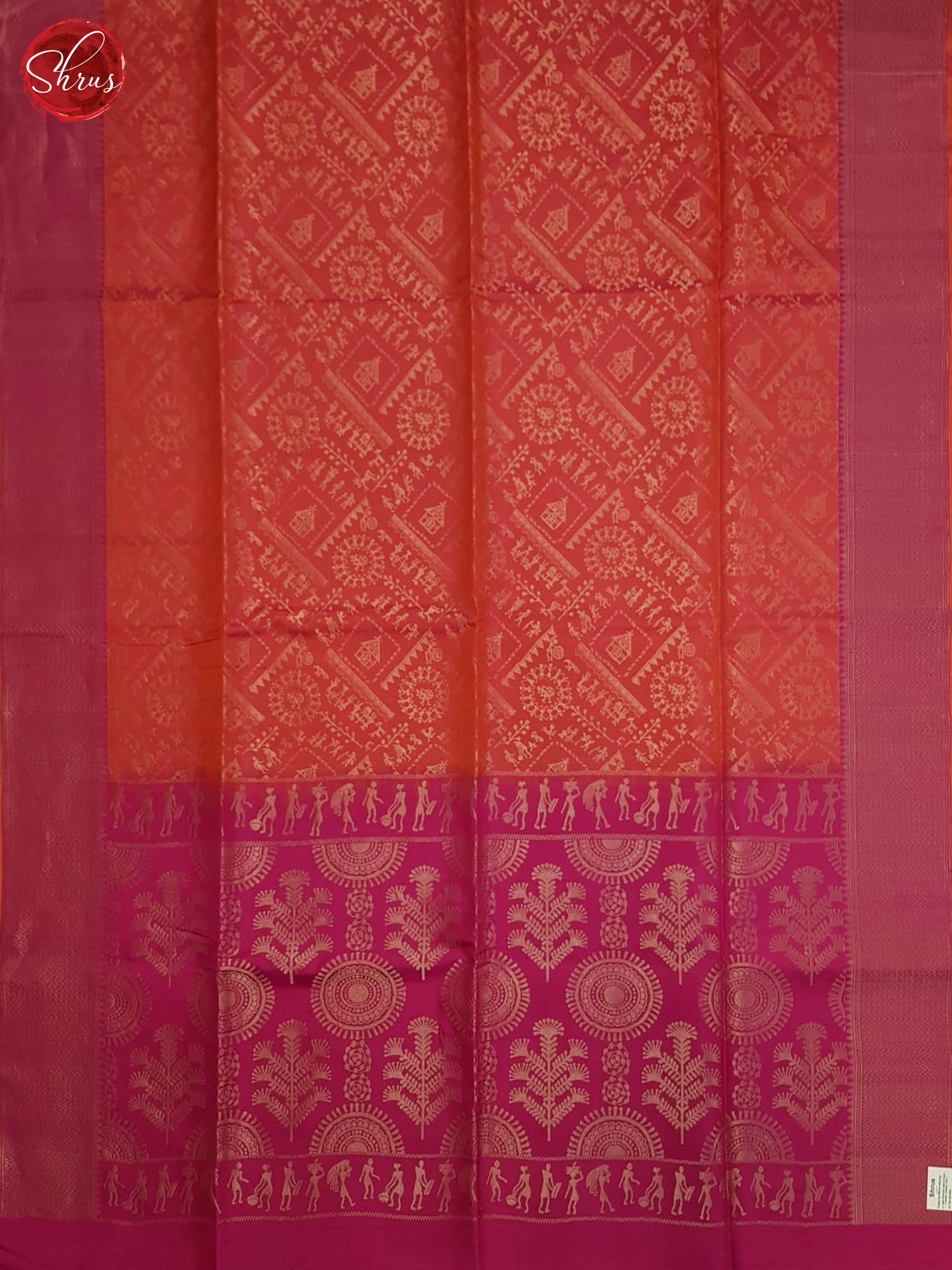 Orange and pink- Soft Silk Saree - Shop on ShrusEternity.com