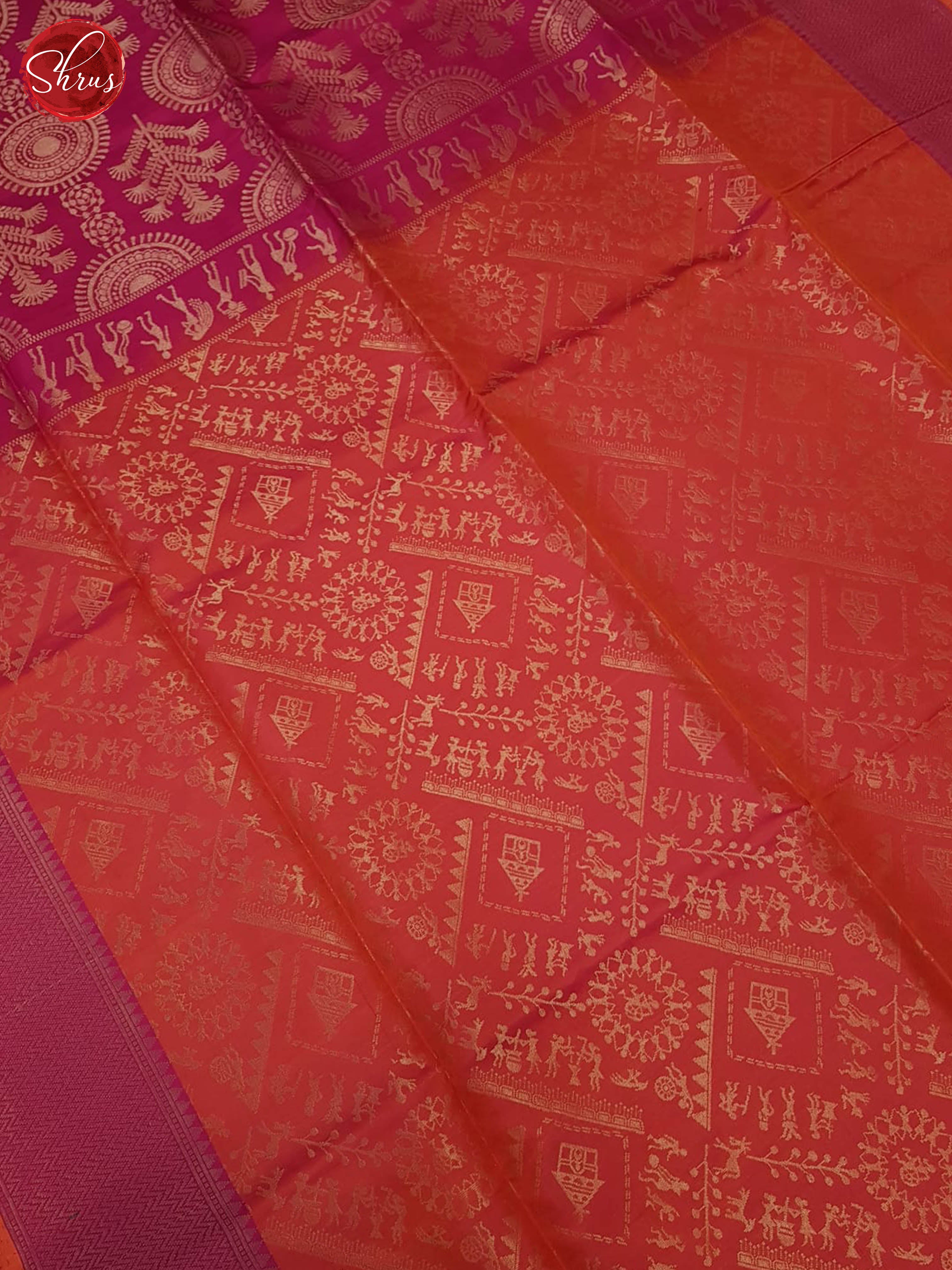 Orange and pink- Soft Silk Saree - Shop on ShrusEternity.com