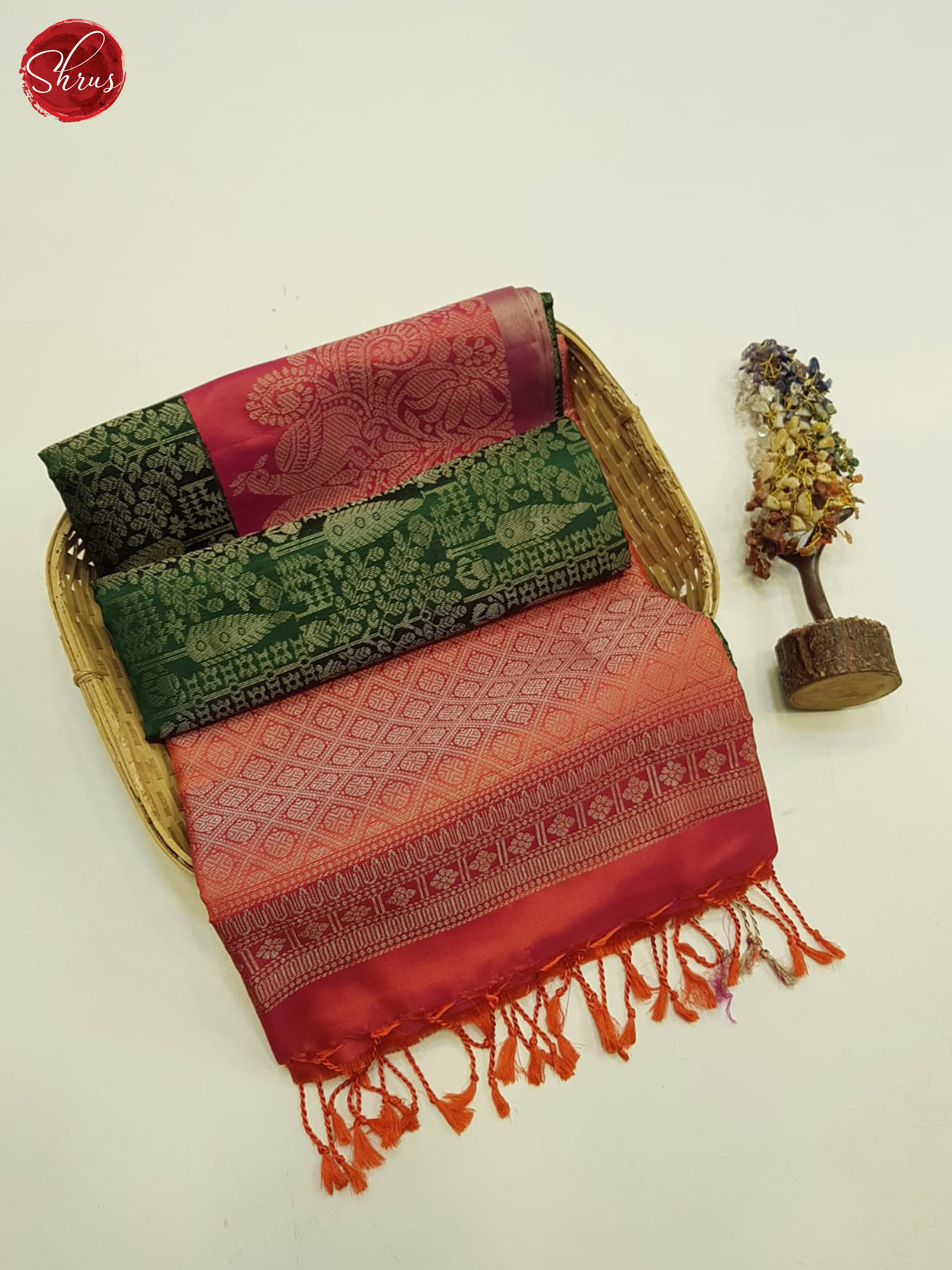 Green And Orange- Soft silk saree - Shop on ShrusEternity.com