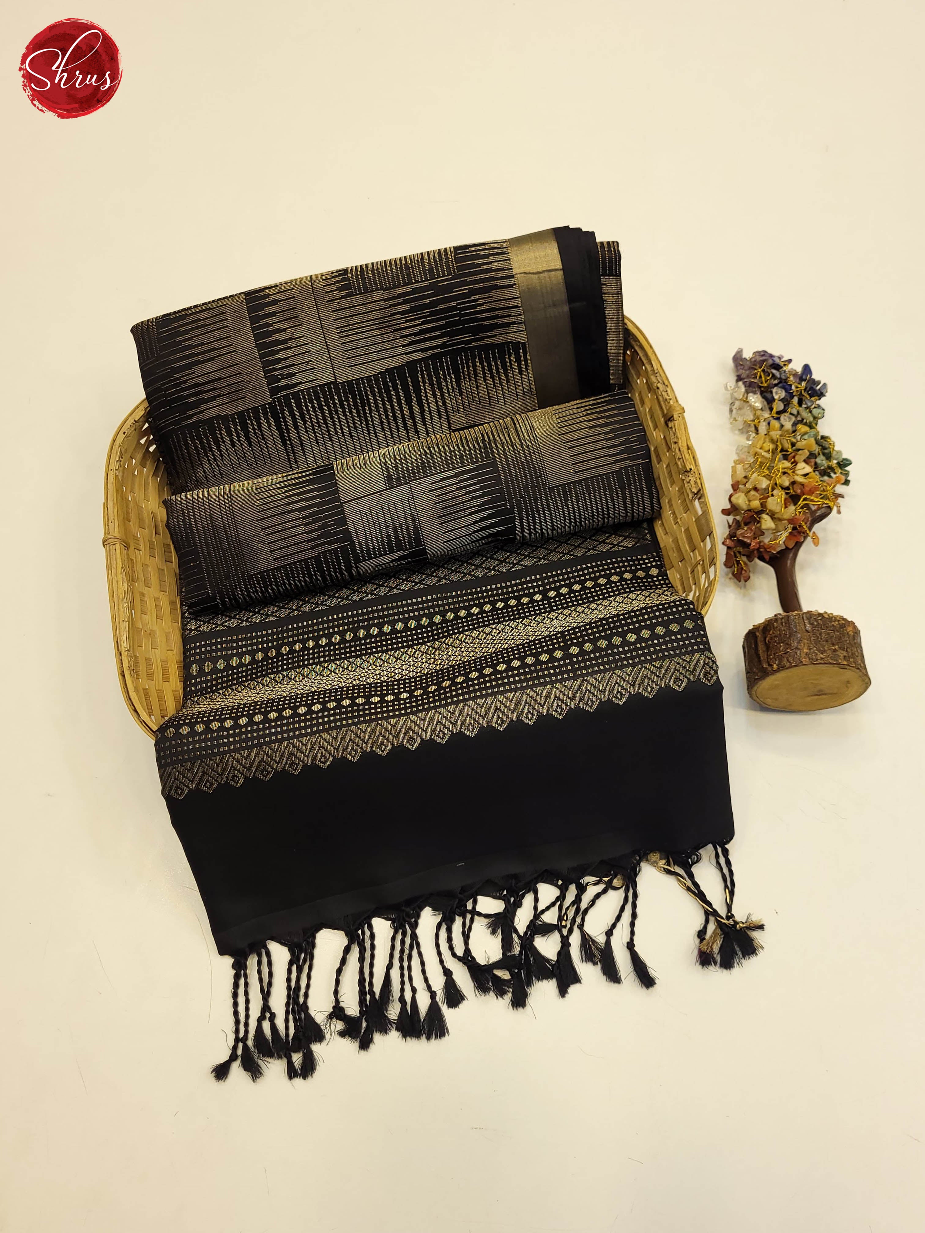 Black(single tone)- Soft silk saree - Shop on ShrusEternity.com