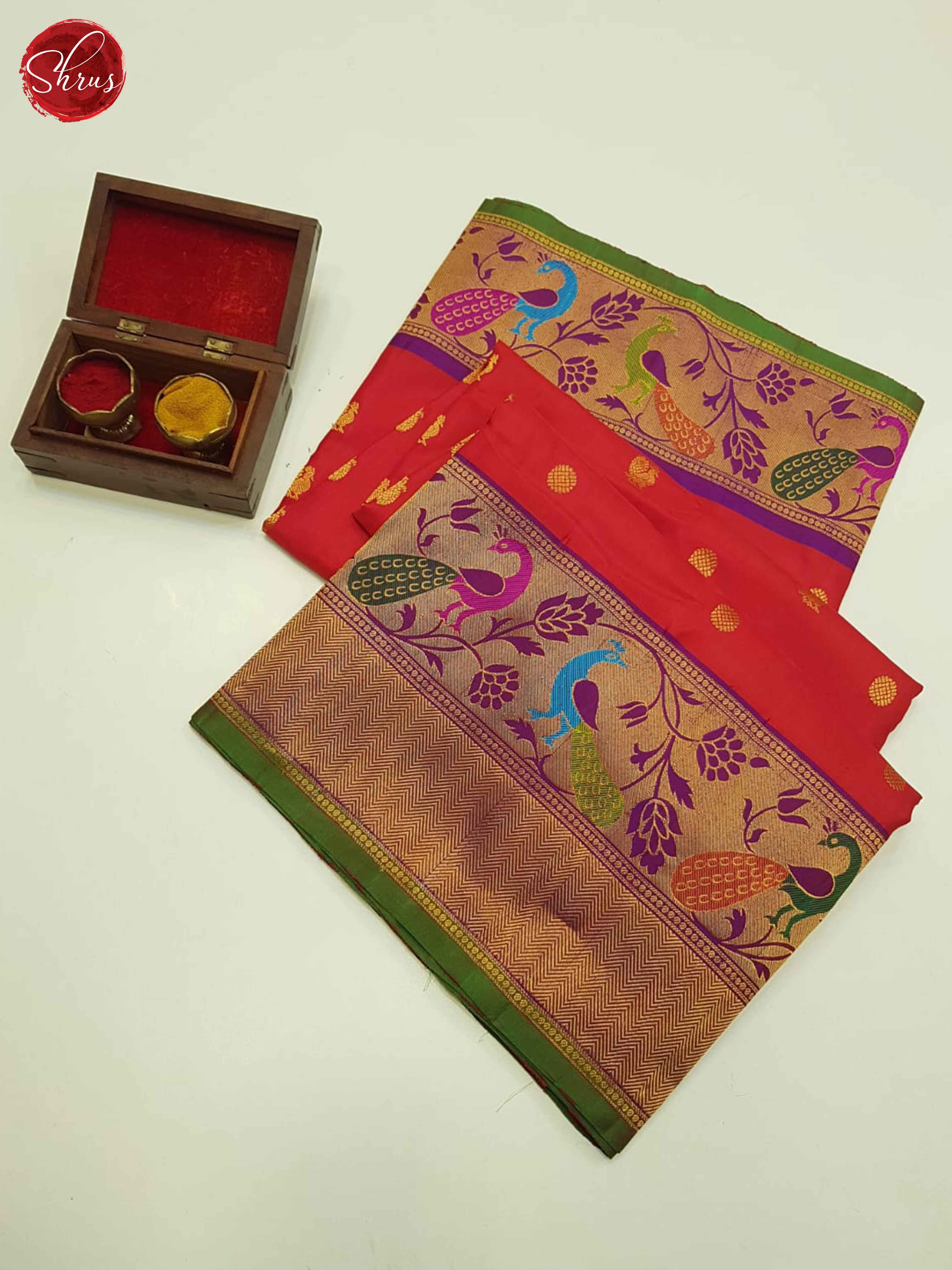 Red And Wine-Gadwal Silk saree - Shop on ShrusEternity.com