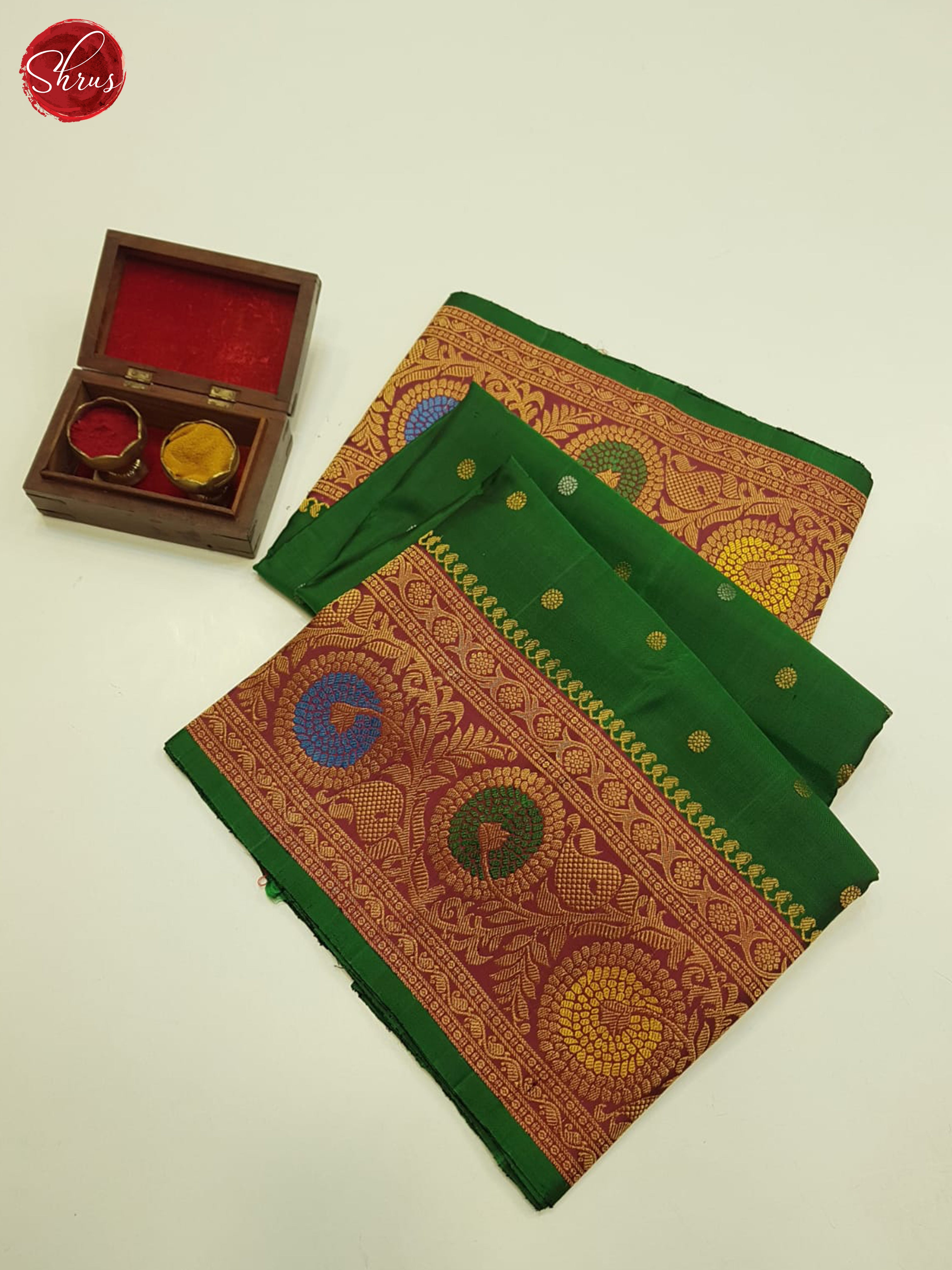 Green And Maroon-Gadwal Silk Saree - Shop on ShrusEternity.com