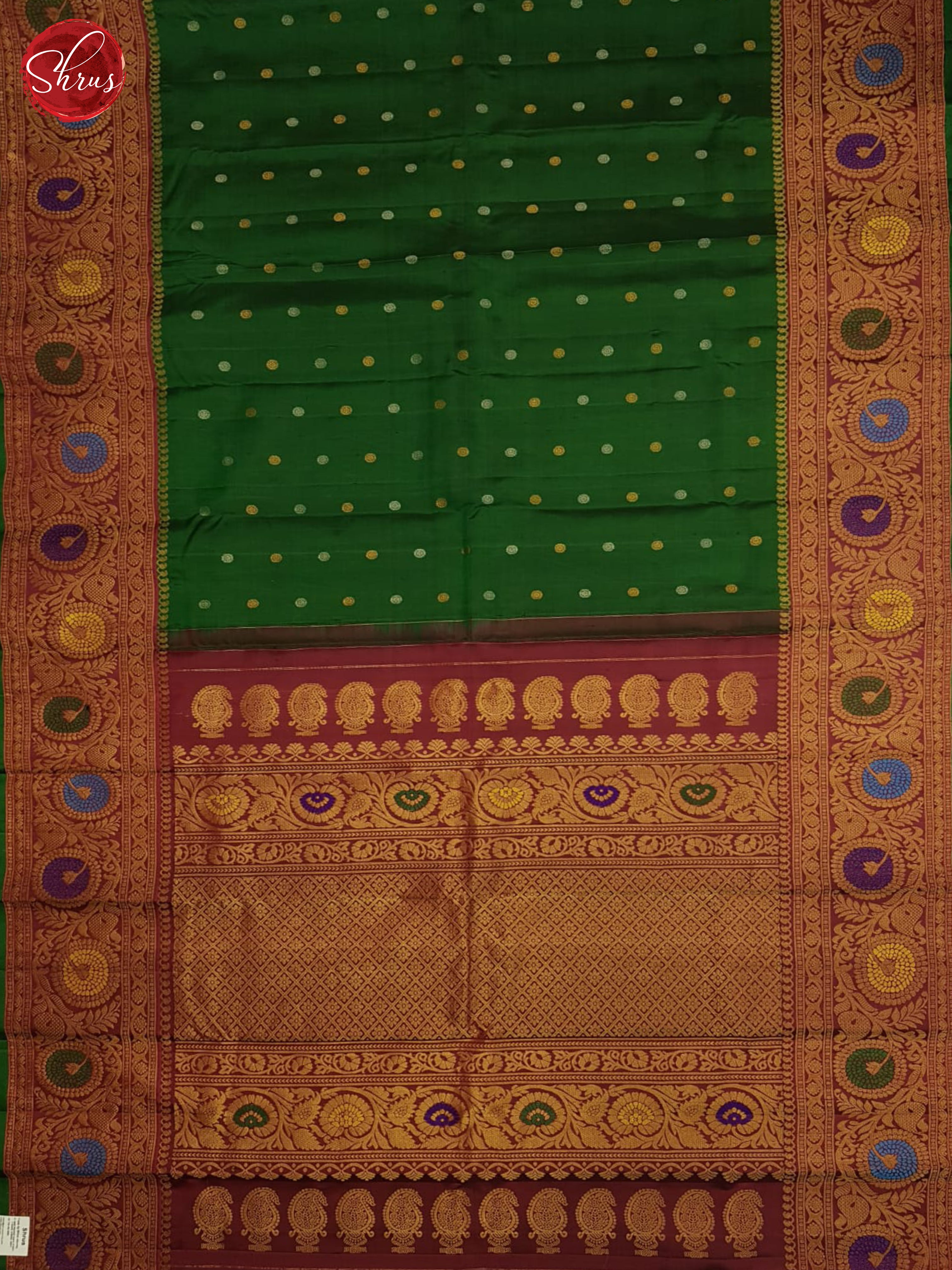 Green And Maroon-Gadwal Silk Saree - Shop on ShrusEternity.com