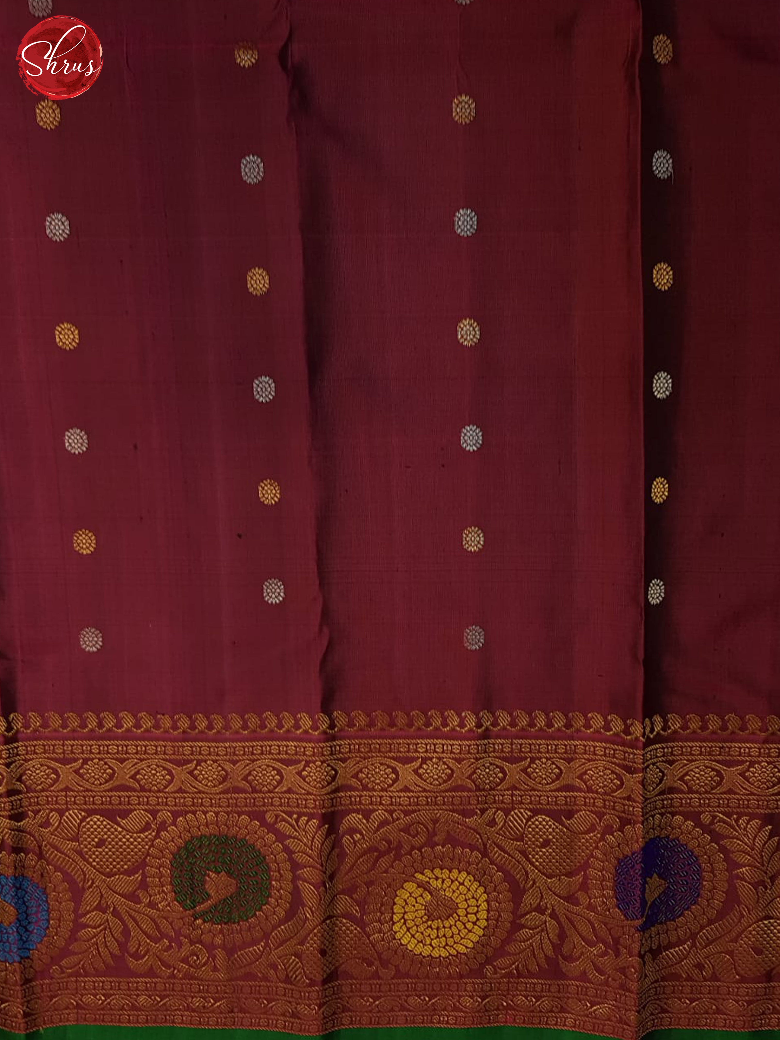 Green And Maroon-Gadwal Silk Saree - Shop on ShrusEternity.com