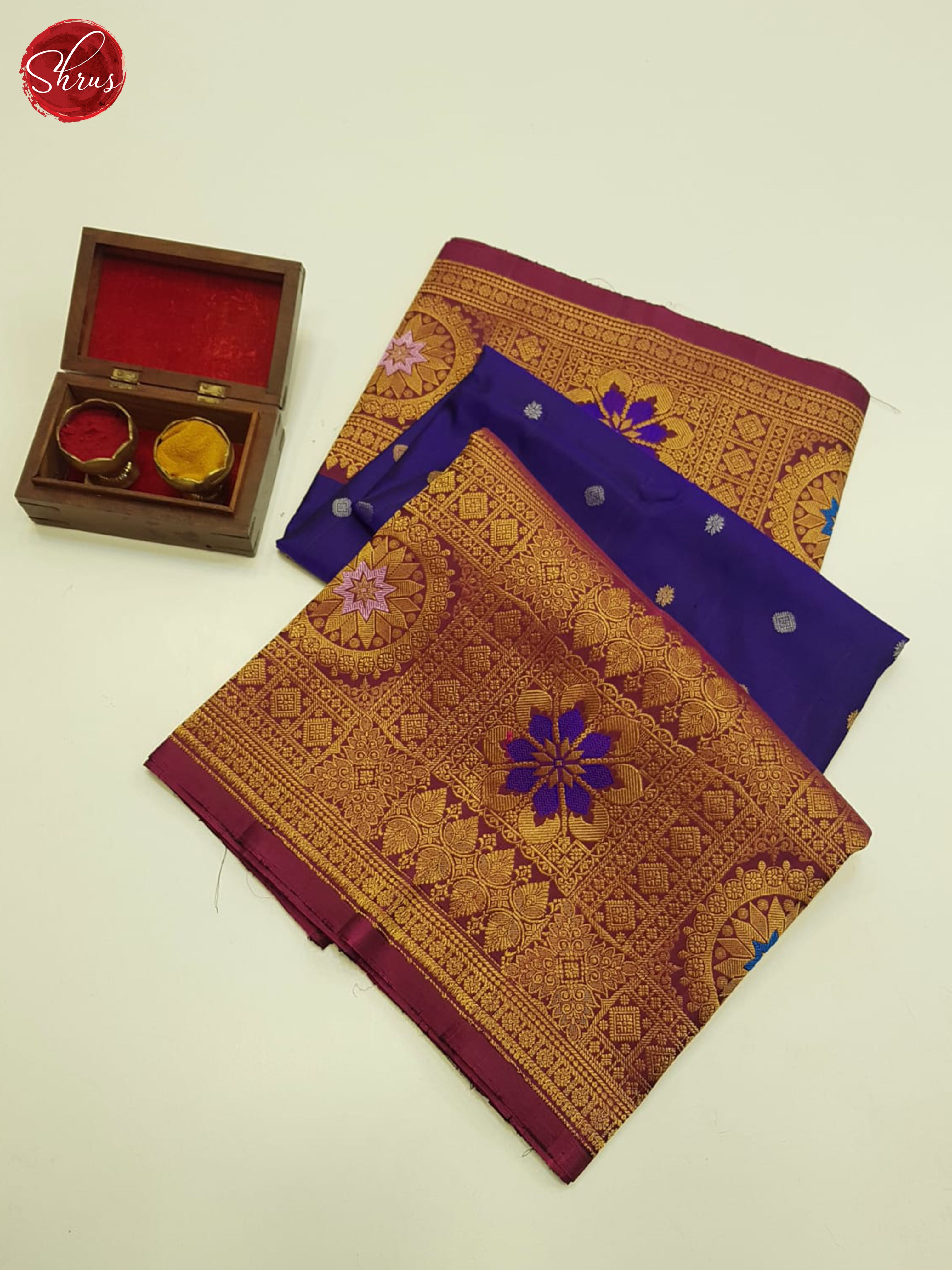 Blue And Wine-Gadwal Silk Saree - Shop on ShrusEternity.com