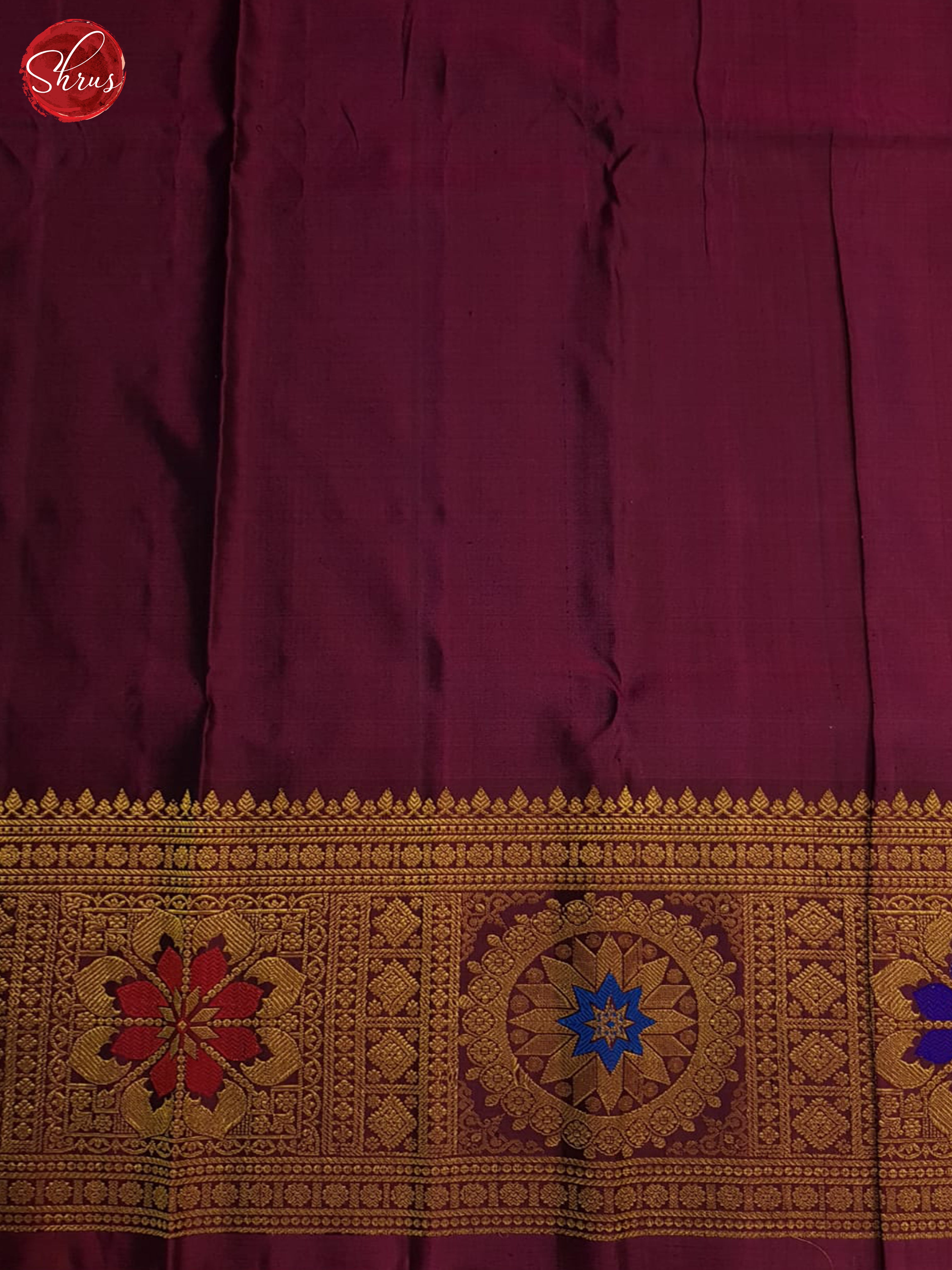 Blue And Wine-Gadwal Silk Saree - Shop on ShrusEternity.com