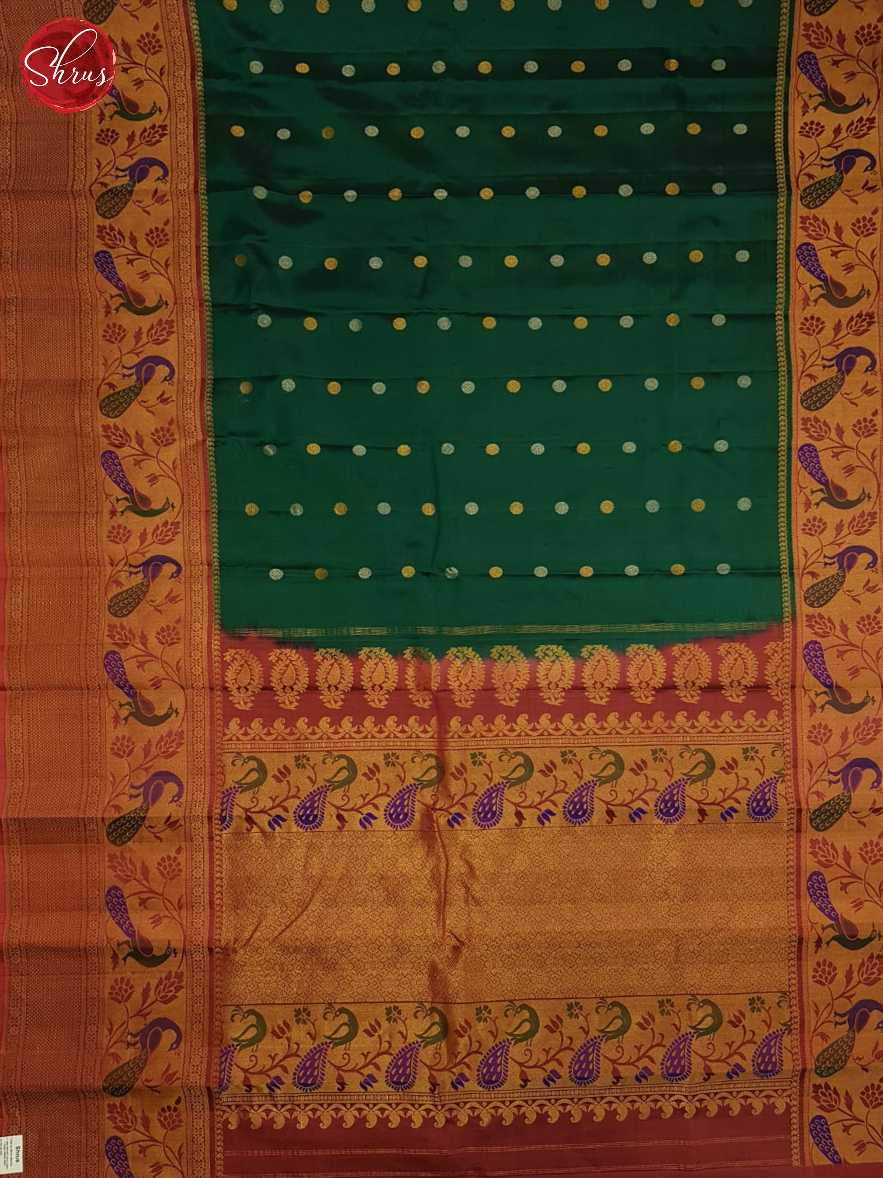 Green And Maroon-Gadwal Silk saree - Shop on ShrusEternity.com
