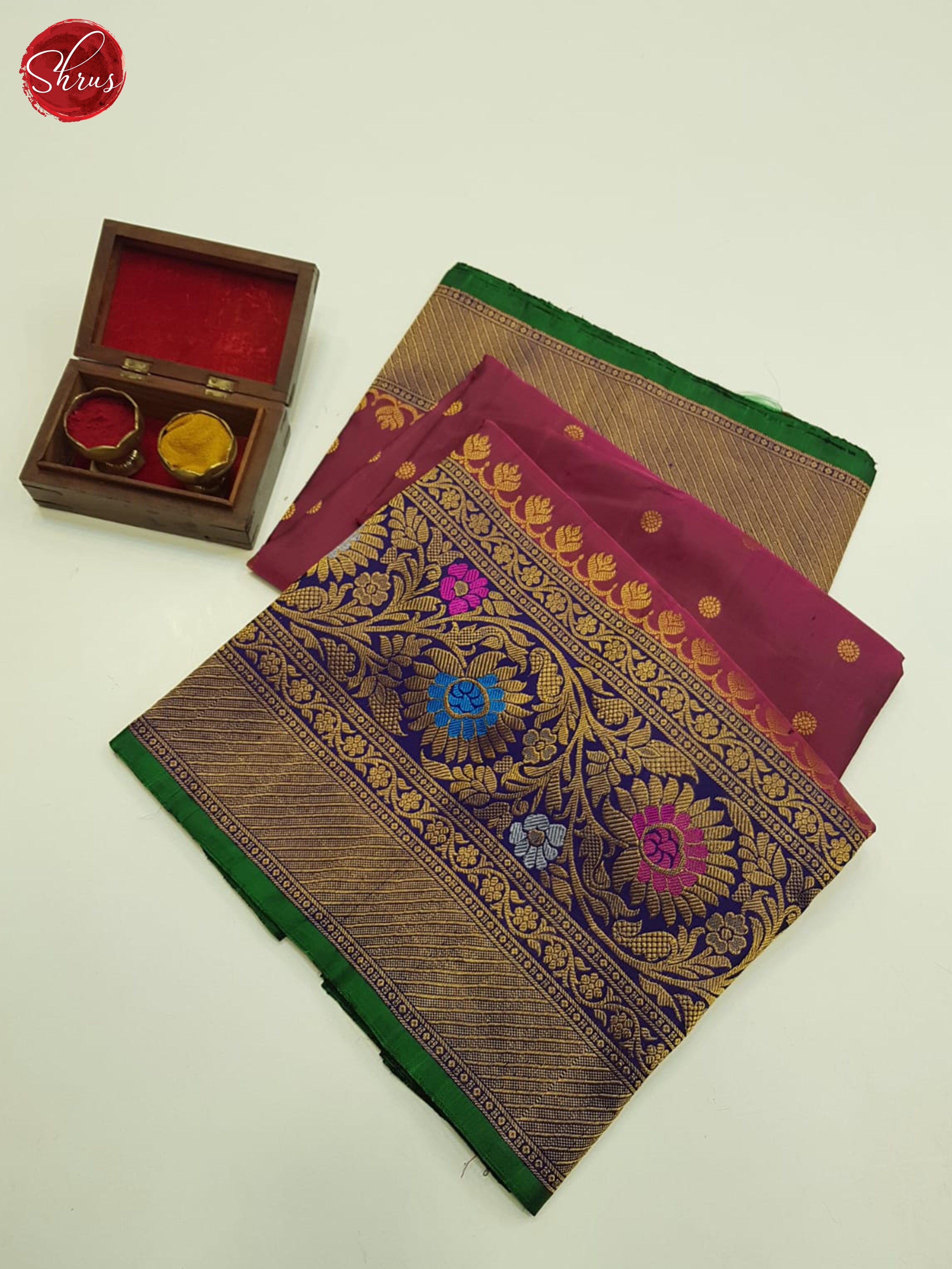 Maroon And Blue-Gadwal Silk Saree - Shop on ShrusEternity.com