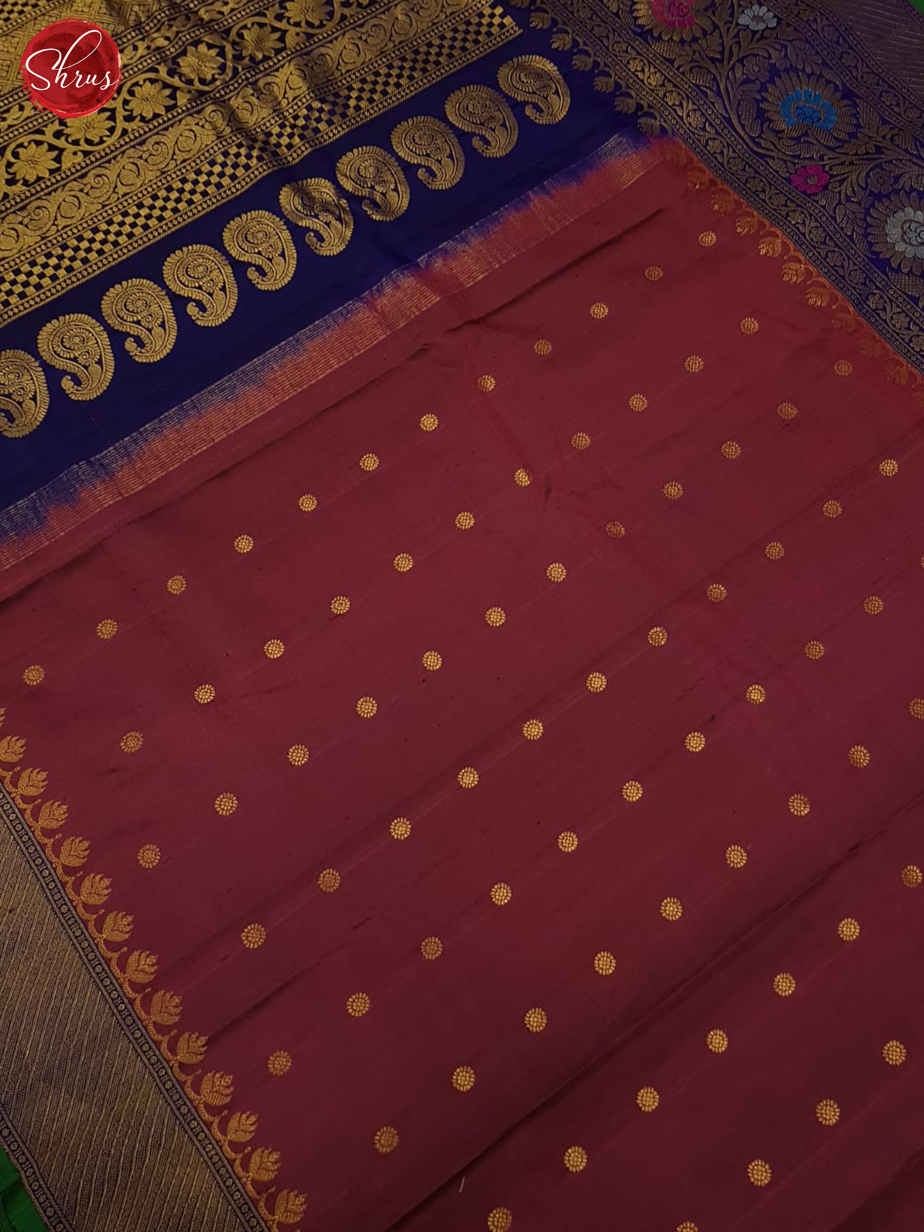 Maroon And Blue-Gadwal Silk Saree - Shop on ShrusEternity.com