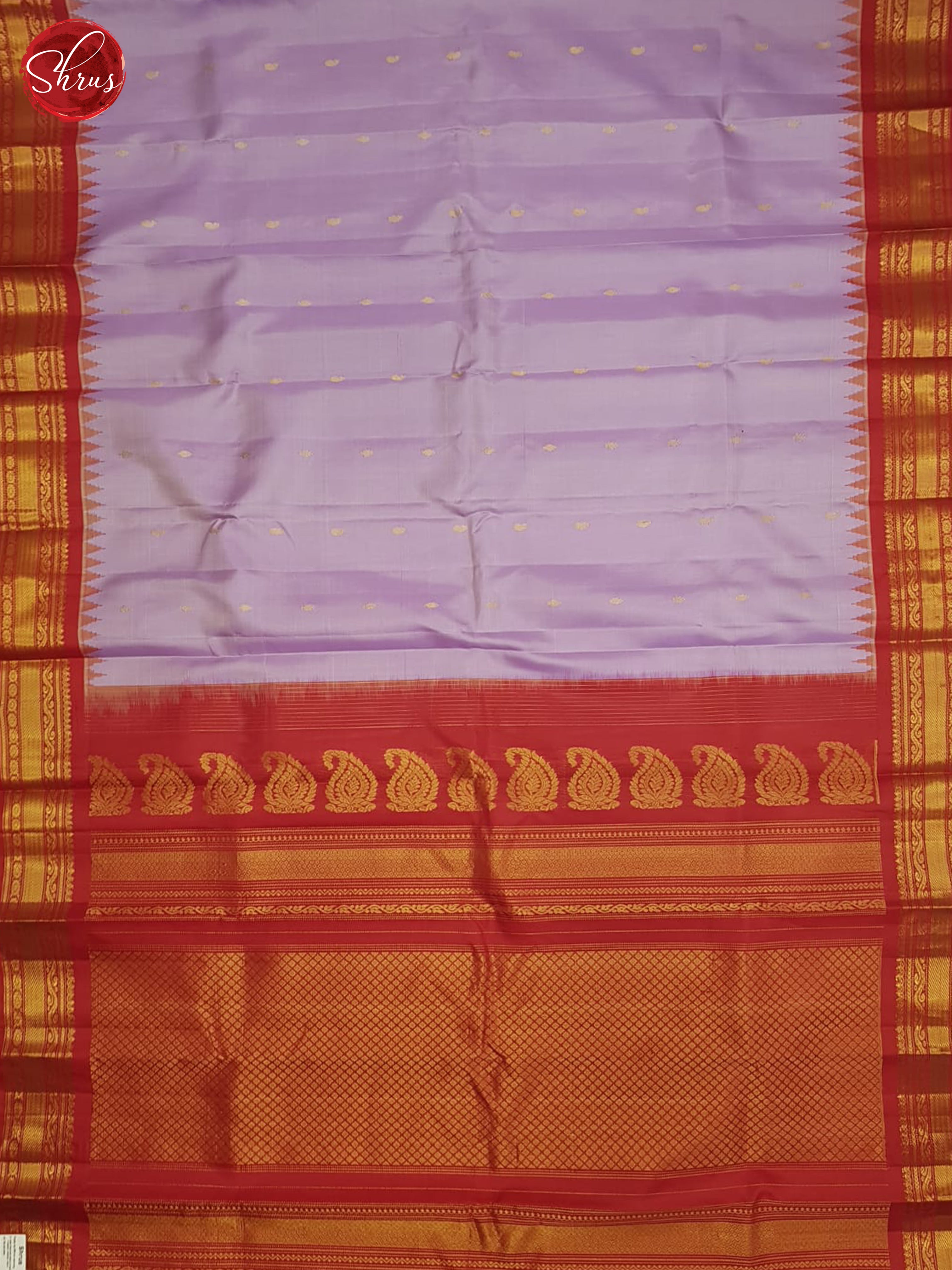 Lavender And Red-Gadwal Silk Saree - Shop on ShrusEternity.com