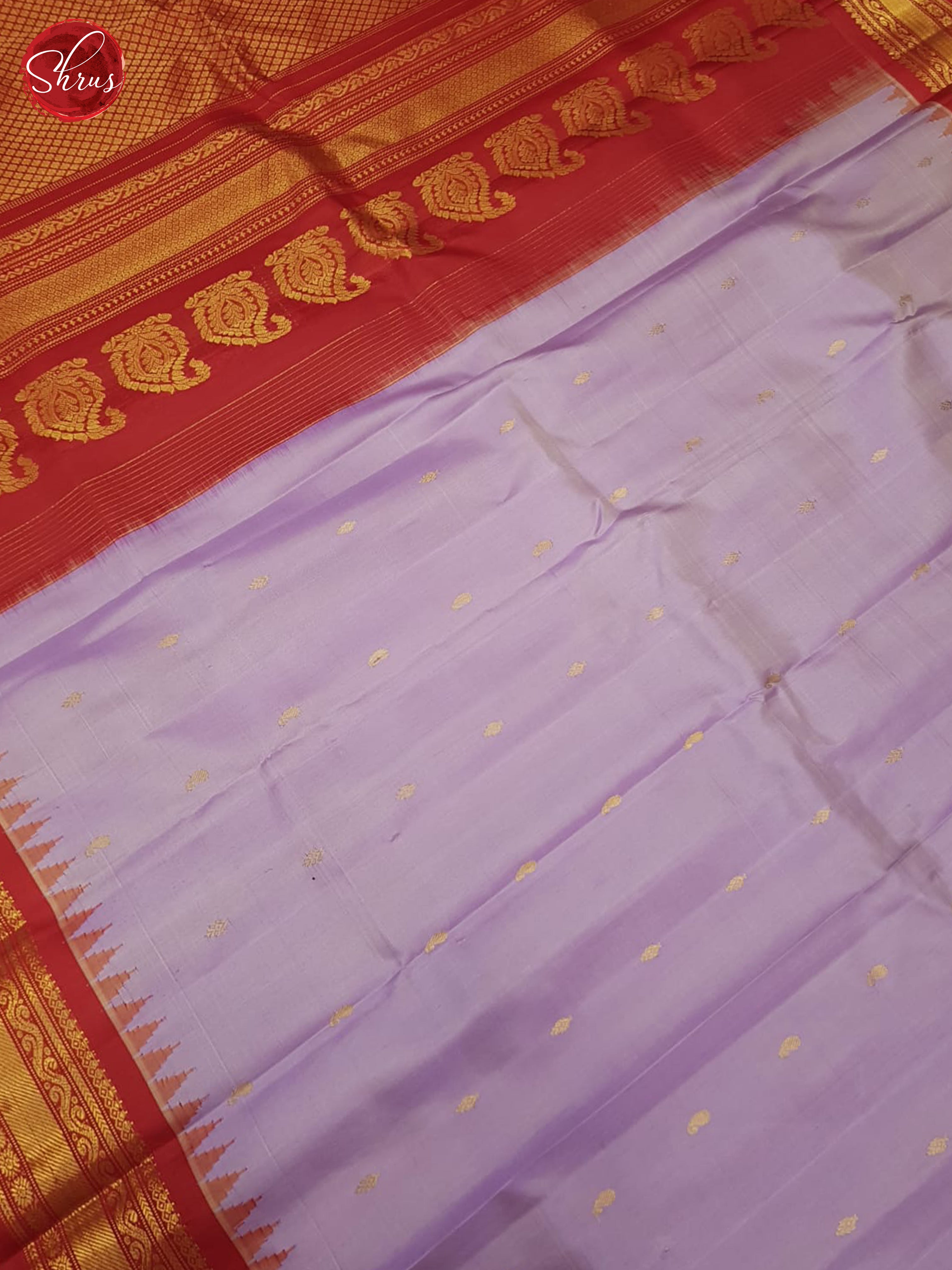 Lavender And Red-Gadwal Silk Saree - Shop on ShrusEternity.com