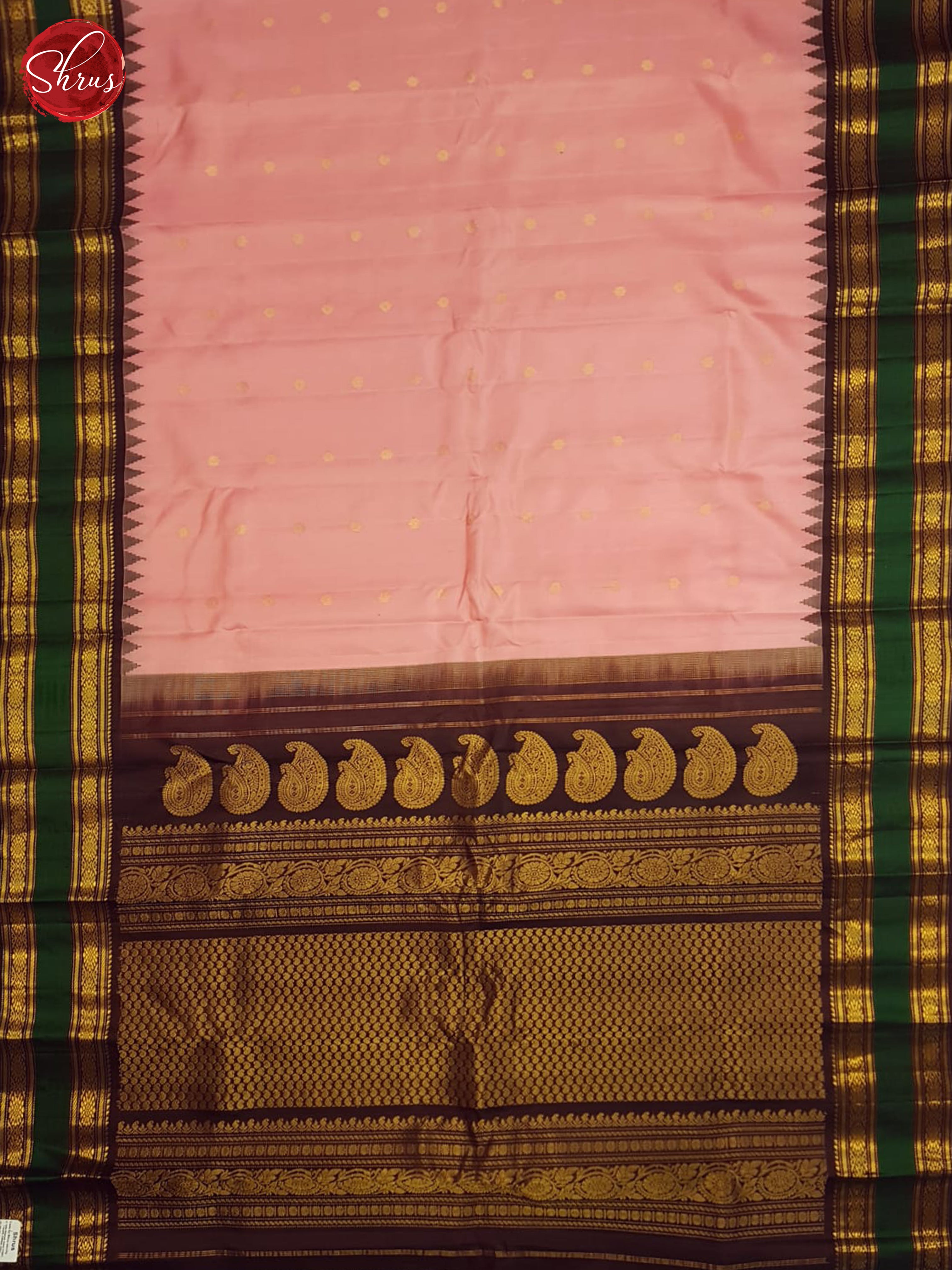 Pink And Brown-Gadwal Silk Saree - Shop on ShrusEternity.com