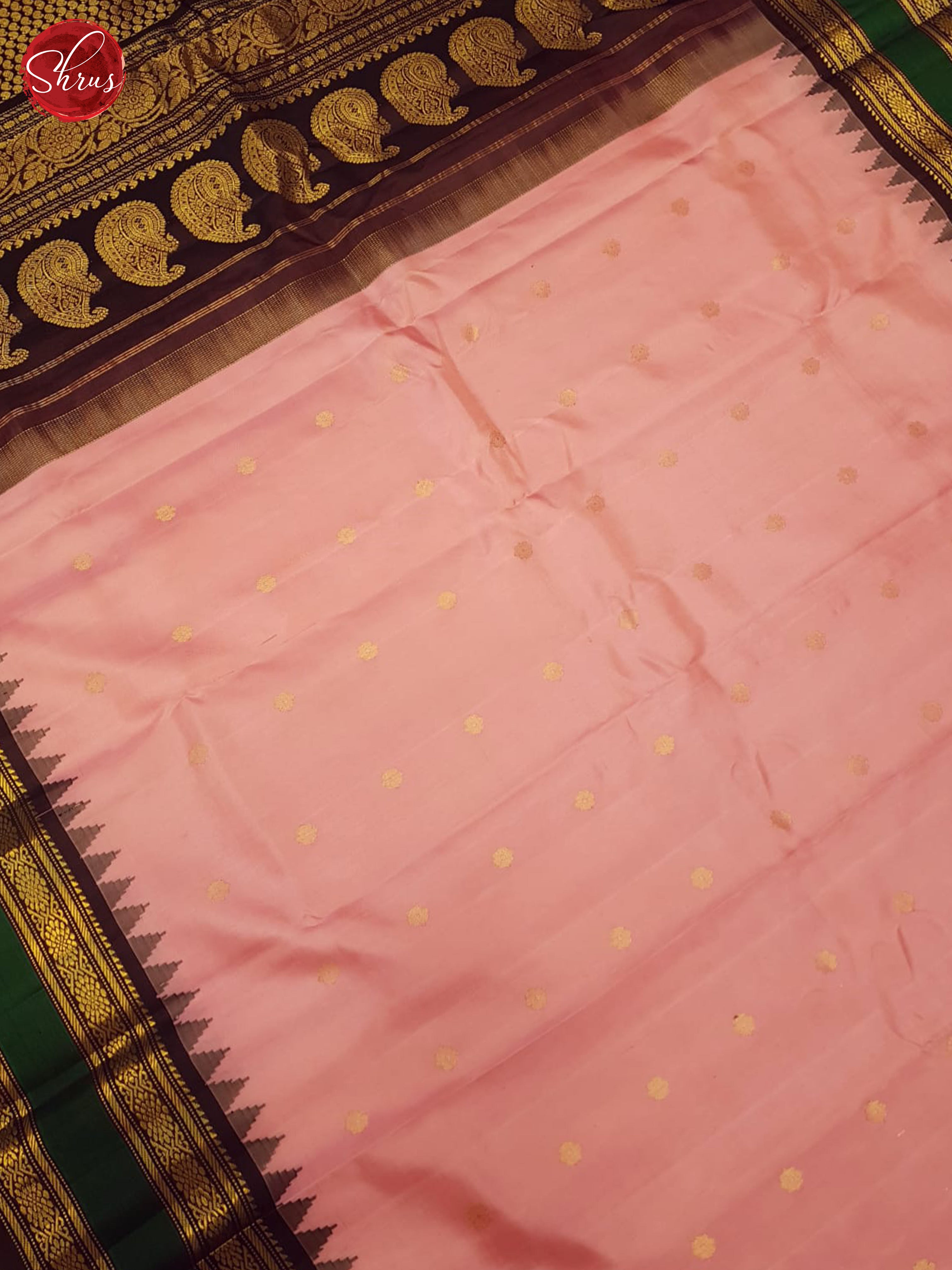 Pink And Brown-Gadwal Silk Saree - Shop on ShrusEternity.com