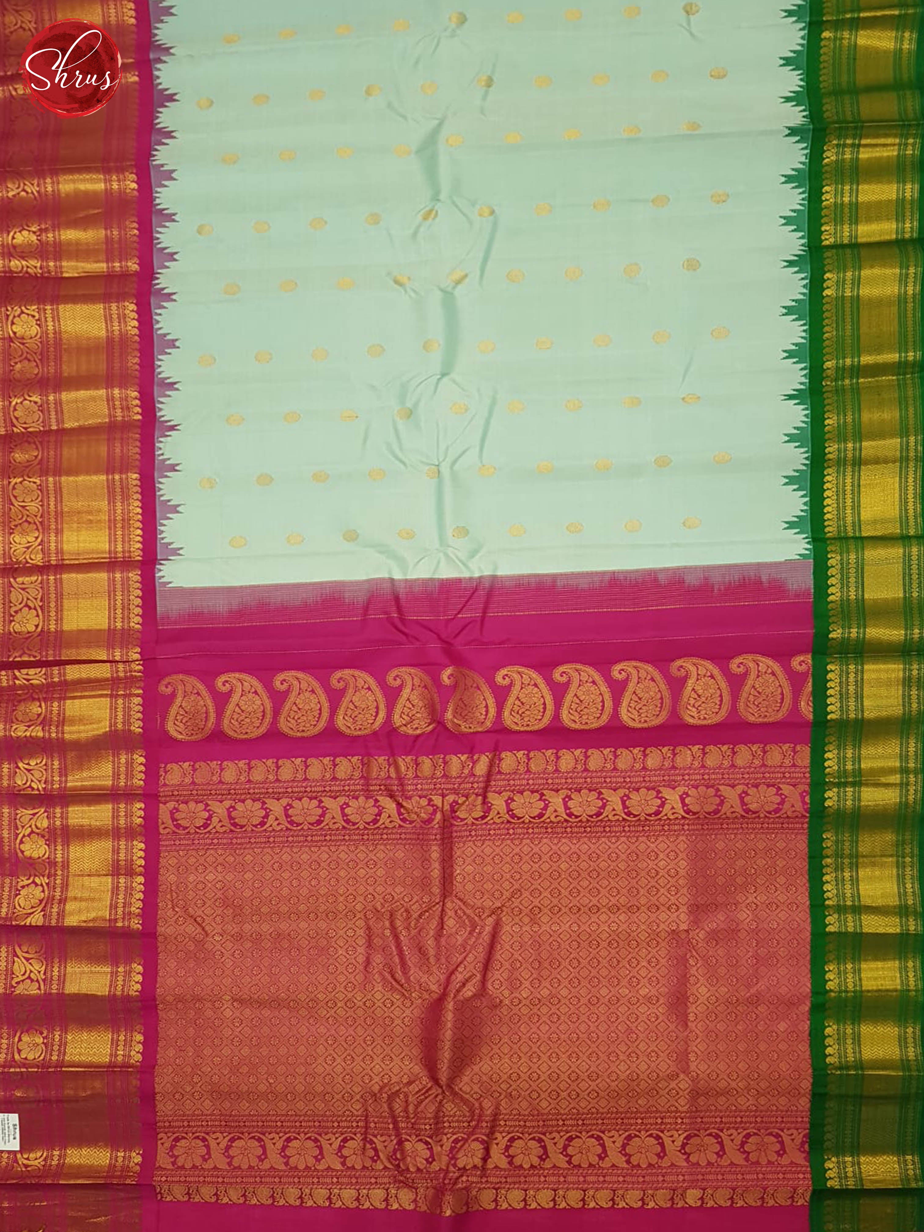 Ice Blue And Pink-Gadwal silk saree - Shop on ShrusEternity.com