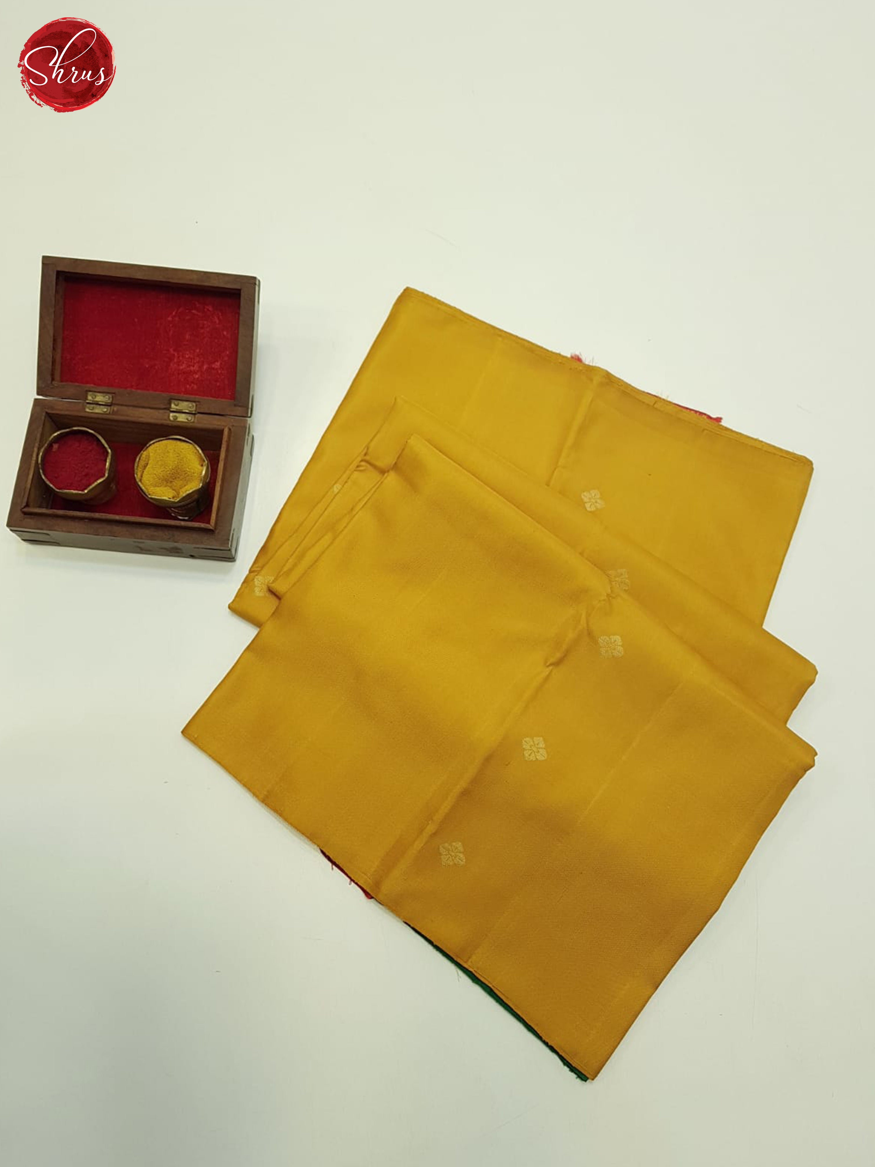 Mustard And Green-Soft silk saree-1