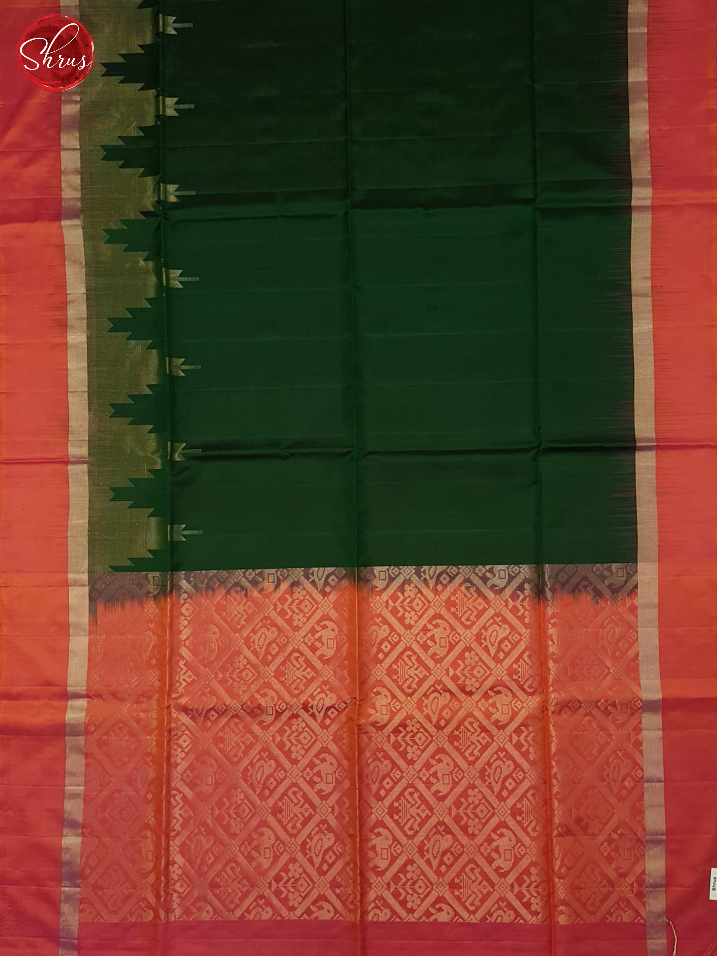 Green And Orangish Pink-Soft Silk saree-3