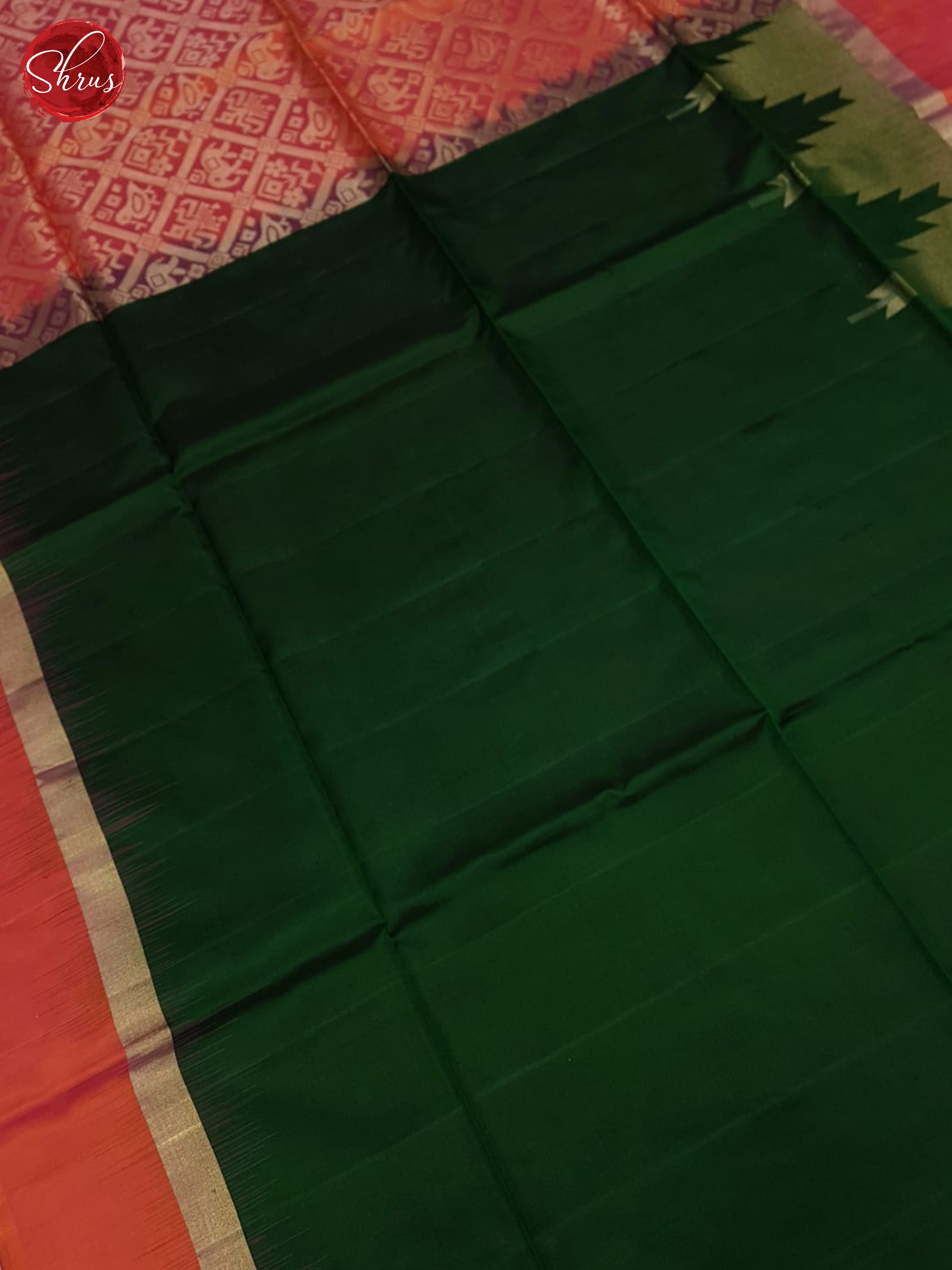 Green And Orangish Pink-Soft Silk saree-4