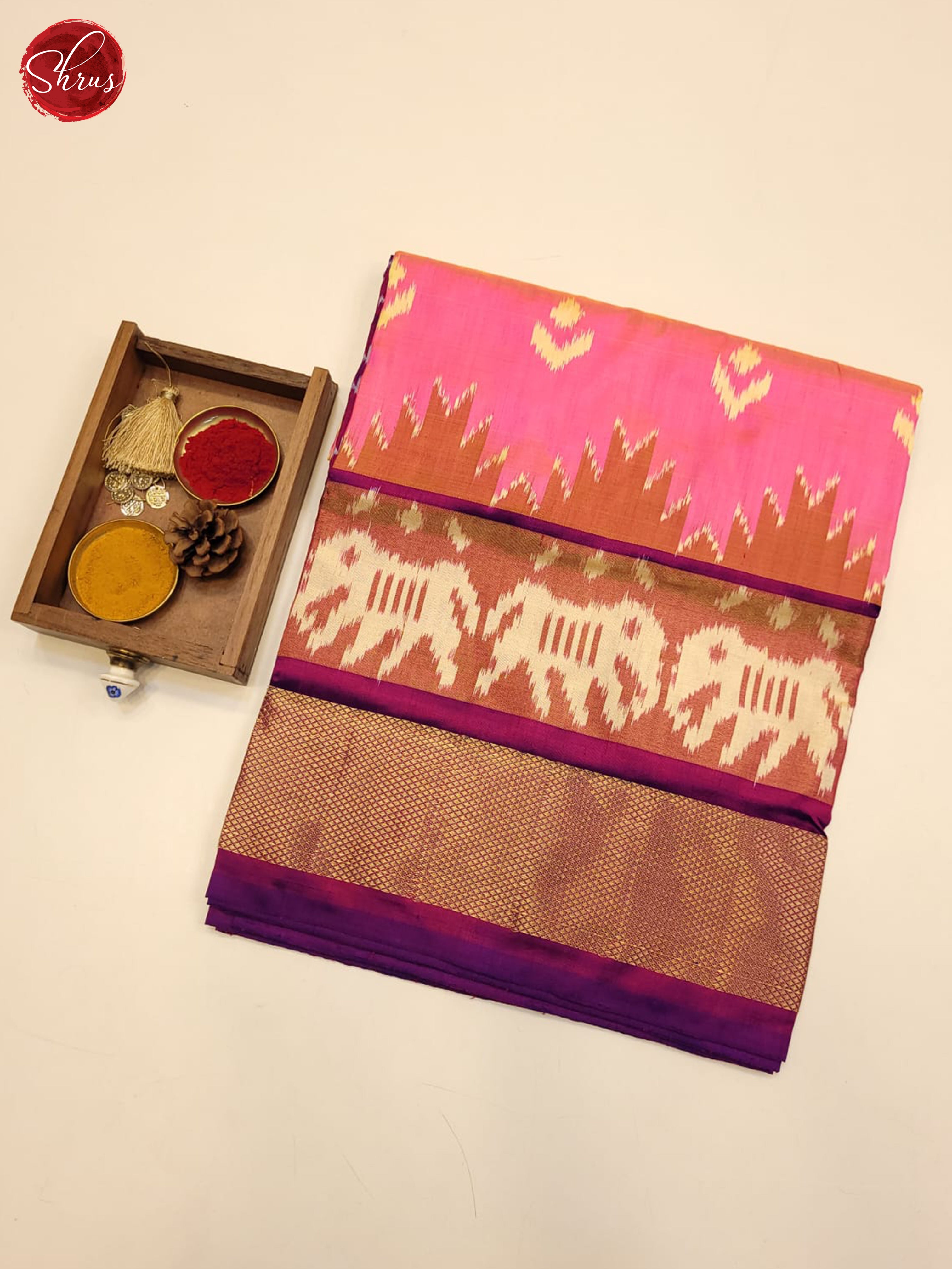 pink and purple-Ikkat Silk Saree - Shop on ShrusEternity.com