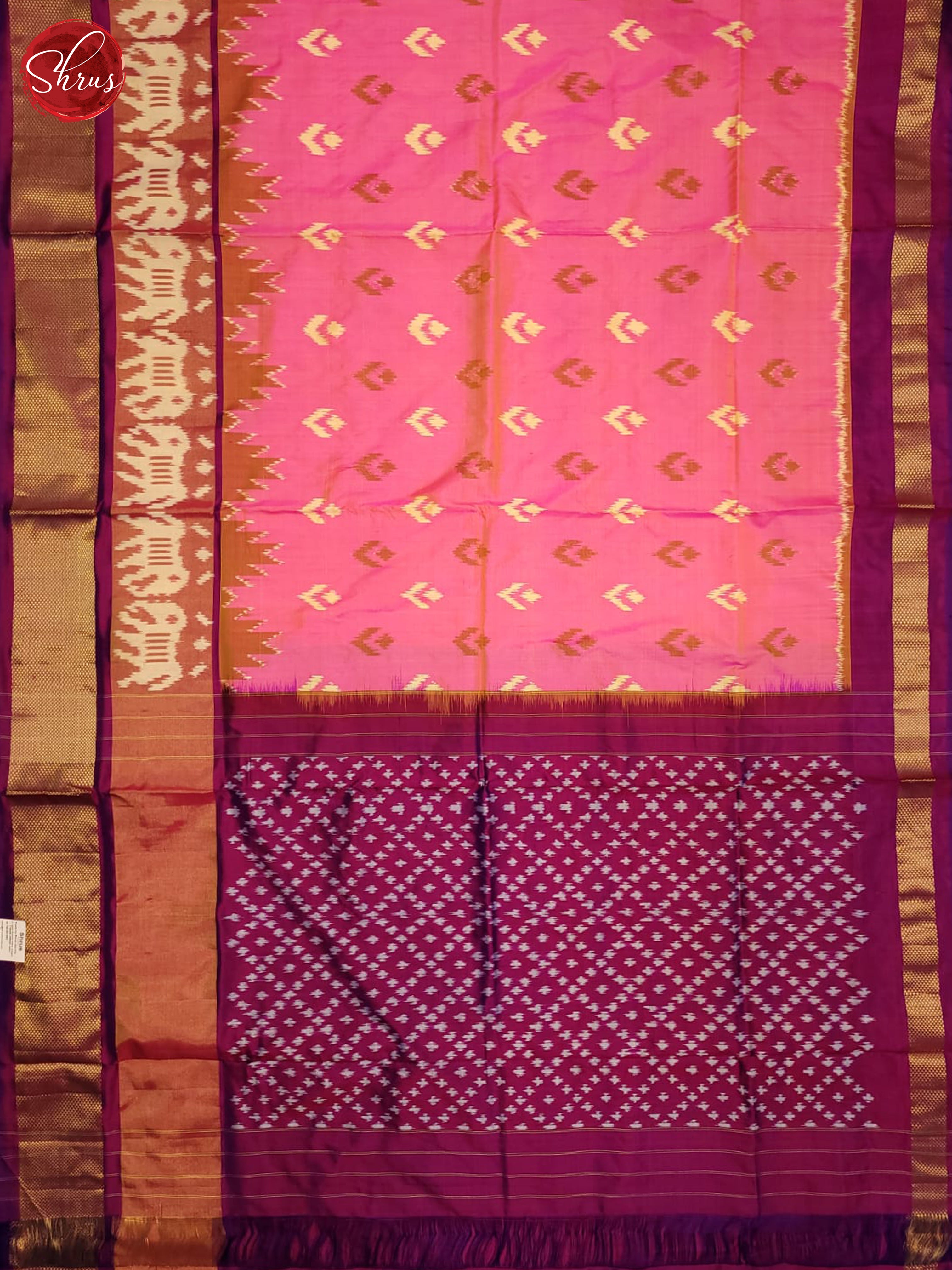 pink and purple-Ikkat Silk Saree - Shop on ShrusEternity.com