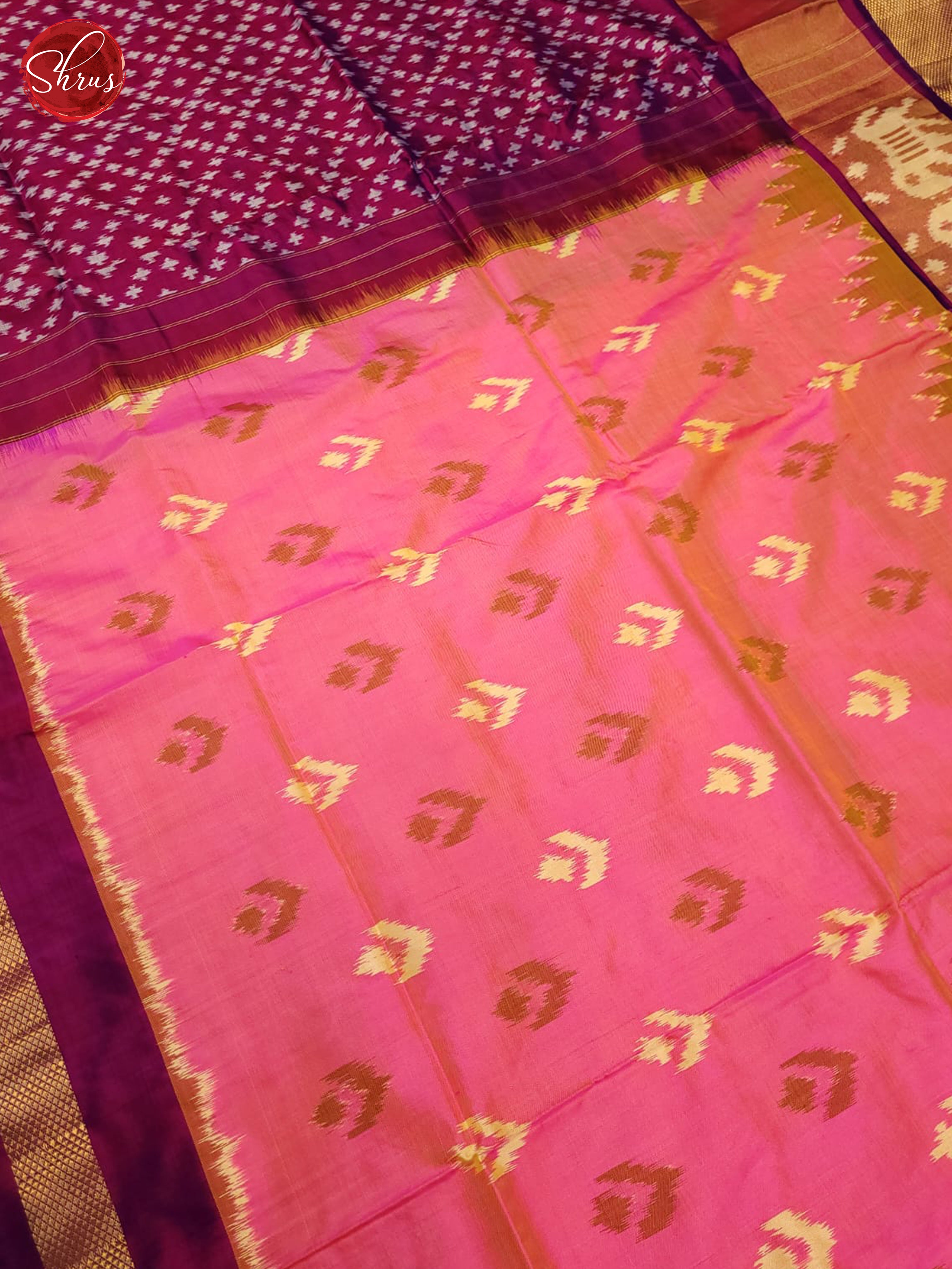 pink and purple-Ikkat Silk Saree - Shop on ShrusEternity.com