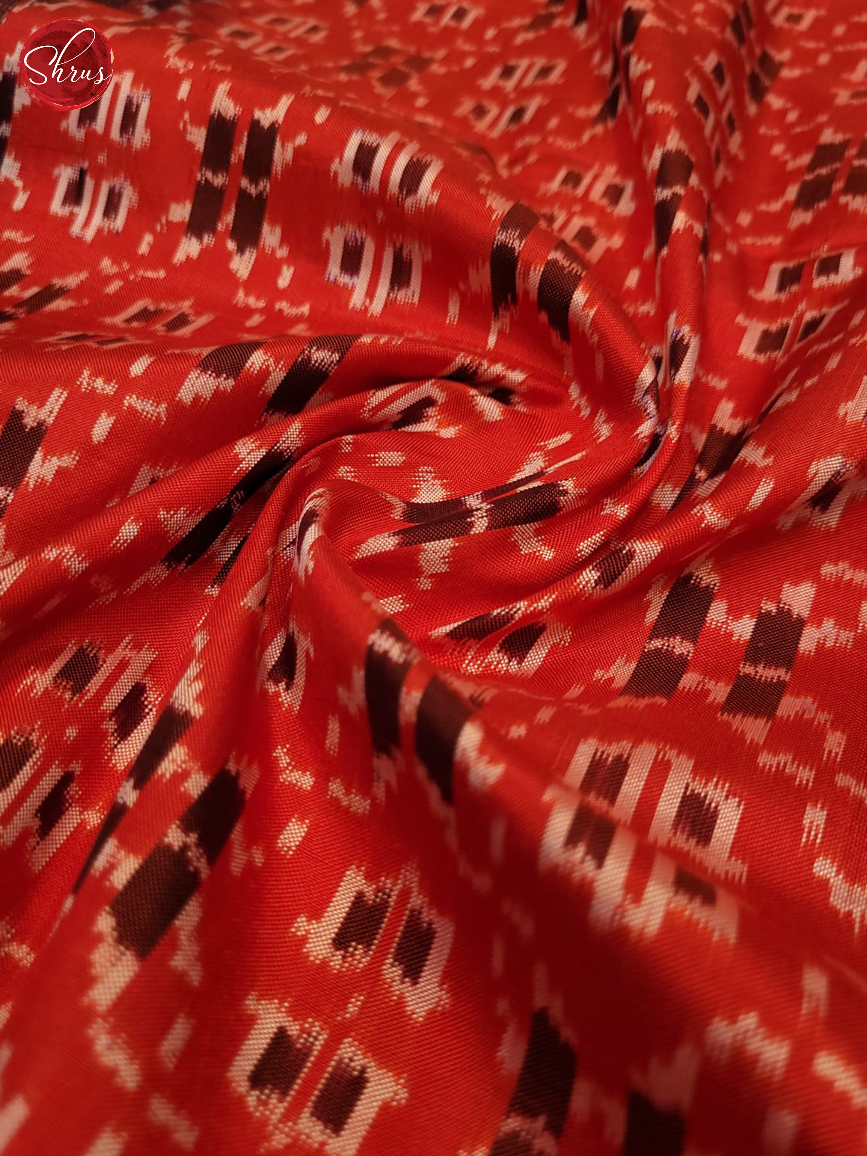 Scarlet and Brown-Ikkat Silk Saree-4