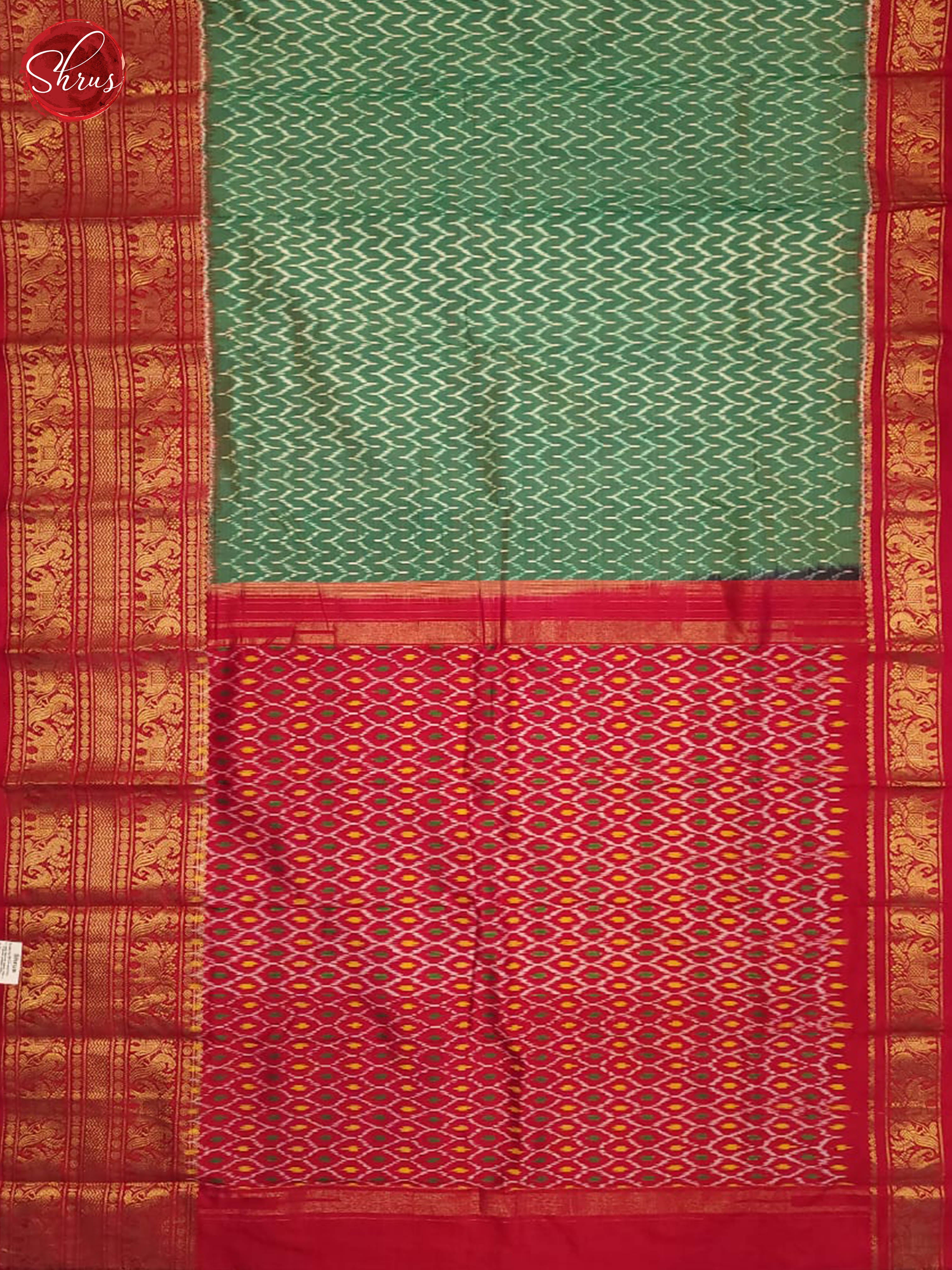 Dual tone green and pink -Ikkat Silk Saree - Shop on ShrusEternity.com