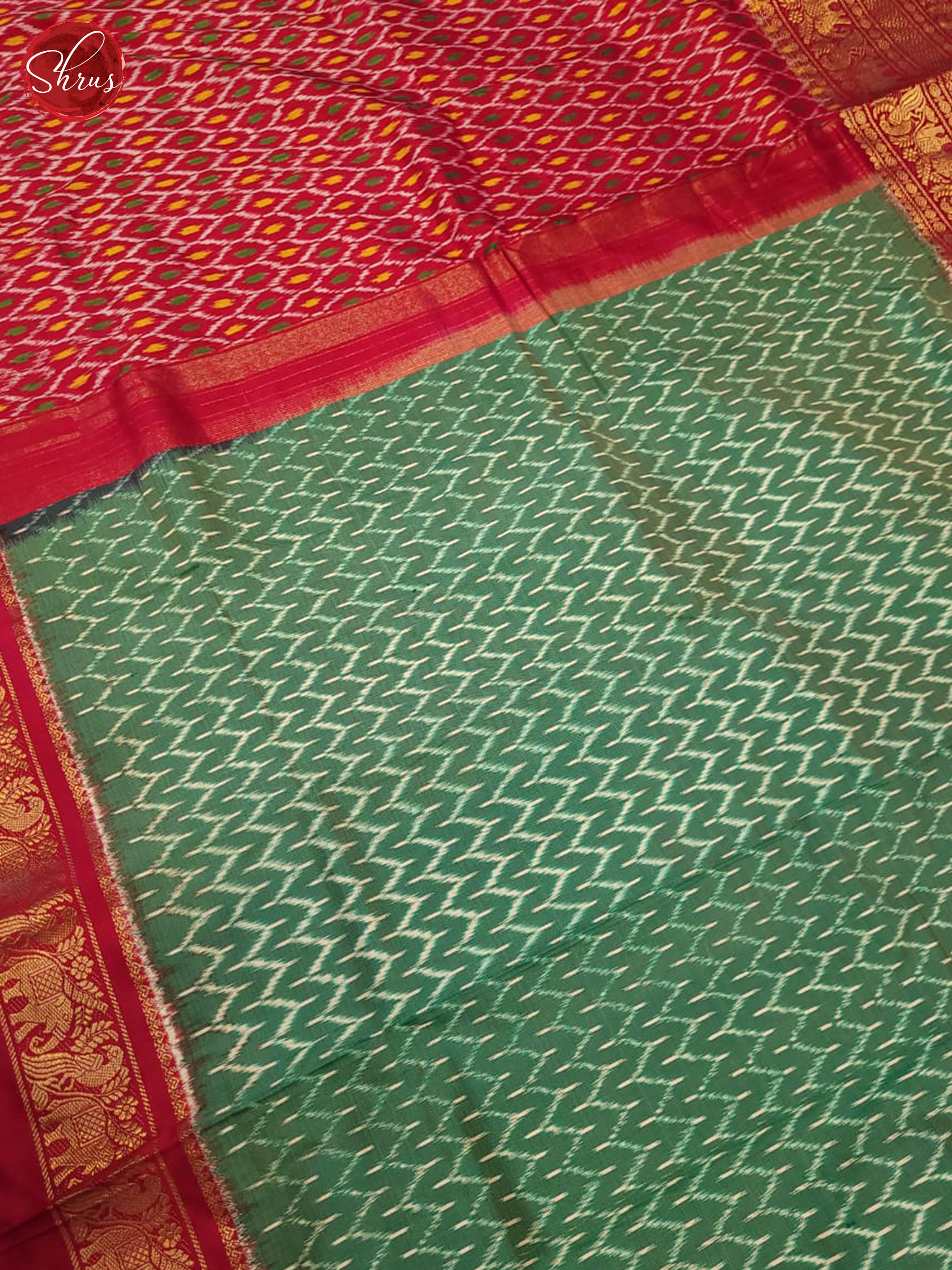 Dual tone green and pink -Ikkat Silk Saree - Shop on ShrusEternity.com