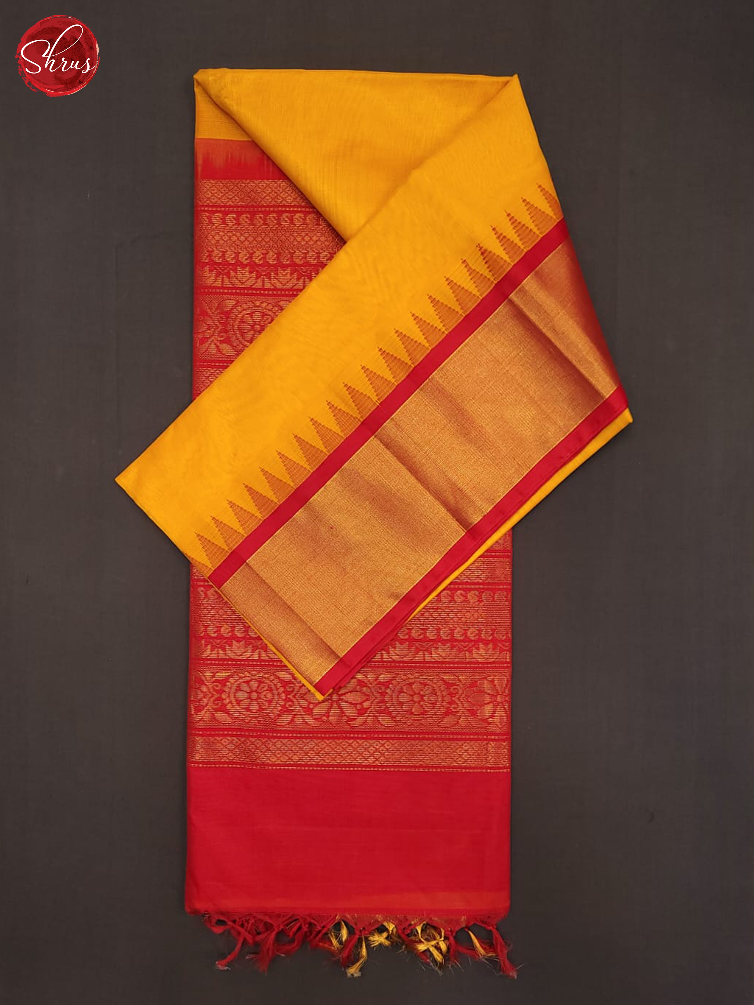 yellow and Red-Silk Cotton Saree - Shop on ShrusEternity.com